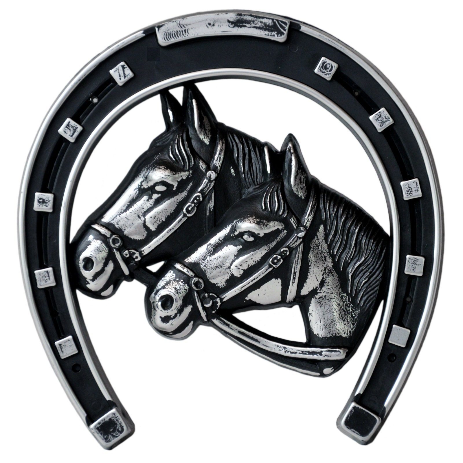 HR Autocomfort Hinweisschild Kühlergrill 3D Relief Emblem Pferd mit Hufeisen Glück