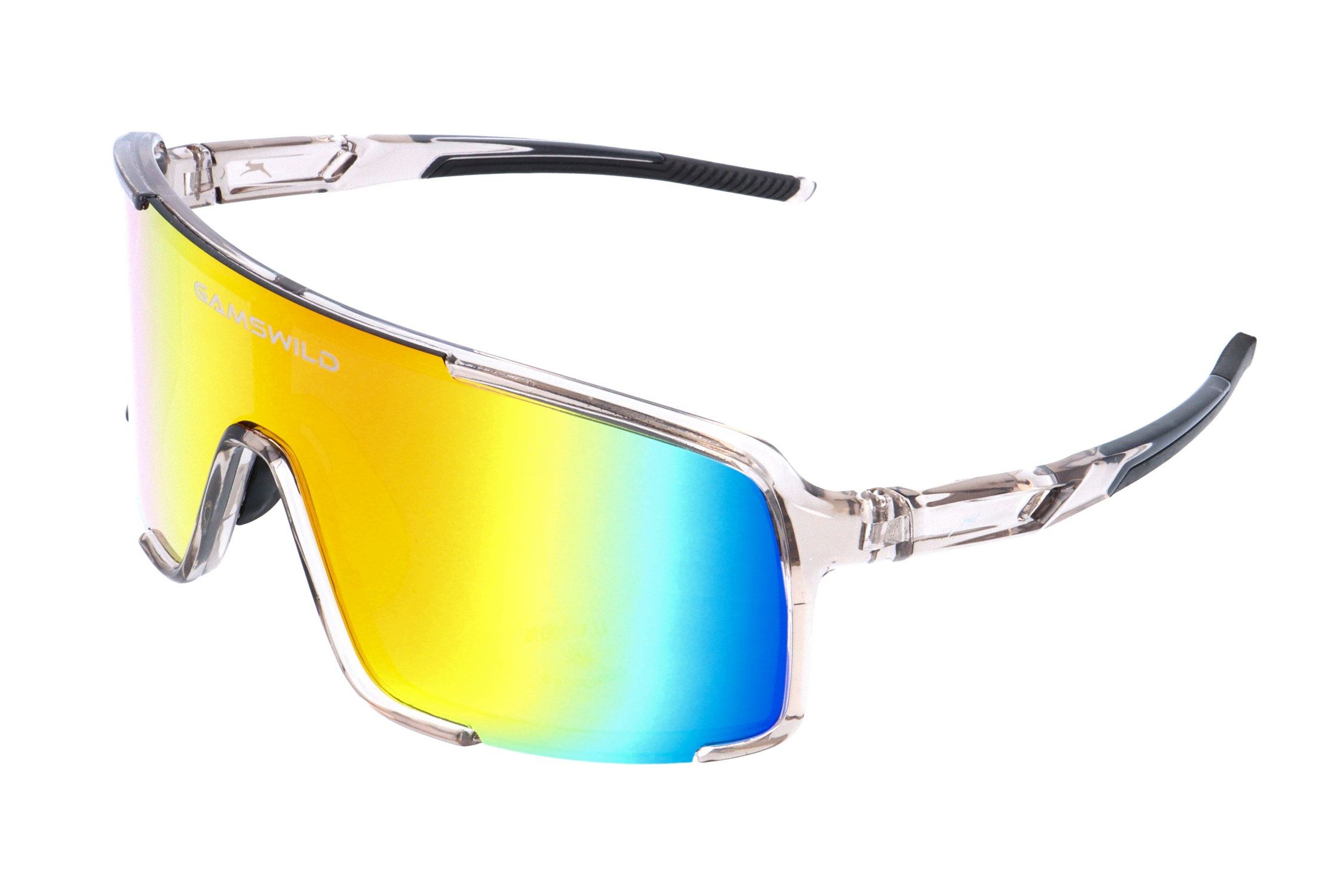 Gamswild Sportbrille UV400 Sonnenbrille Skibrille Fahrradbrille extra große Scheibe Damen, Herren Modell WS7440 in grün, blau, transparent