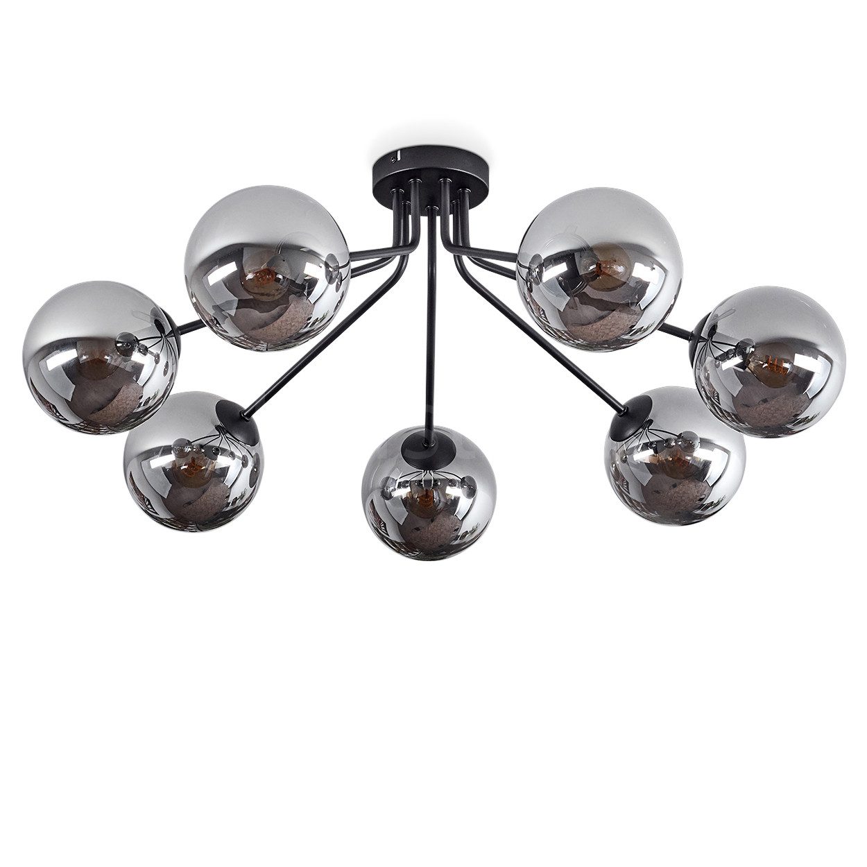 hofstein Deckenleuchte moderne Deckenlampe aus Metall/Glas in Schwarz/Rauch günstig online kaufen