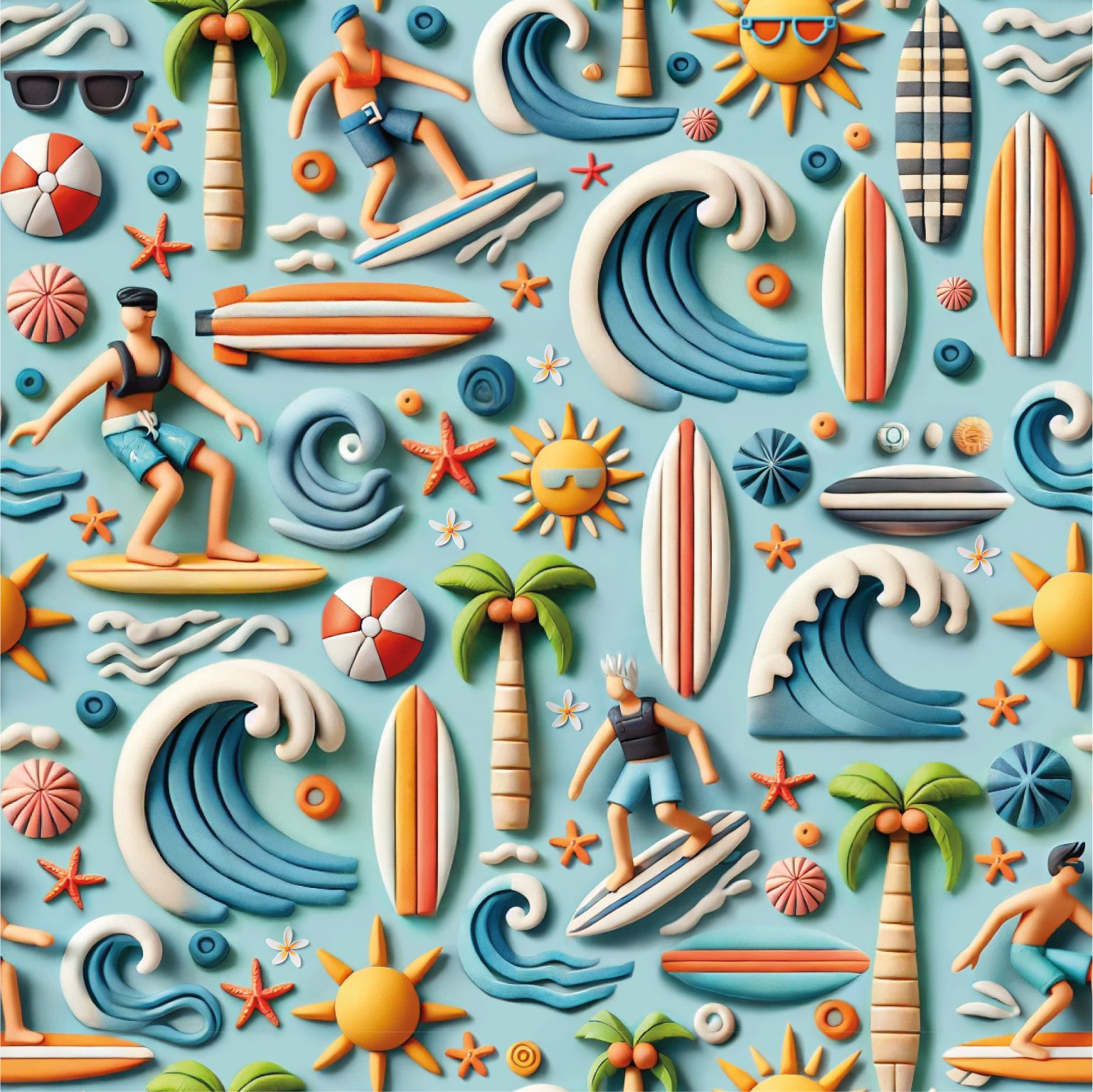 lillestoff Stoff Baumwollstoff Baumwolle Webware 3D-Optik Summer Surfer Meer, Meterware, 50 cm x 150 cm