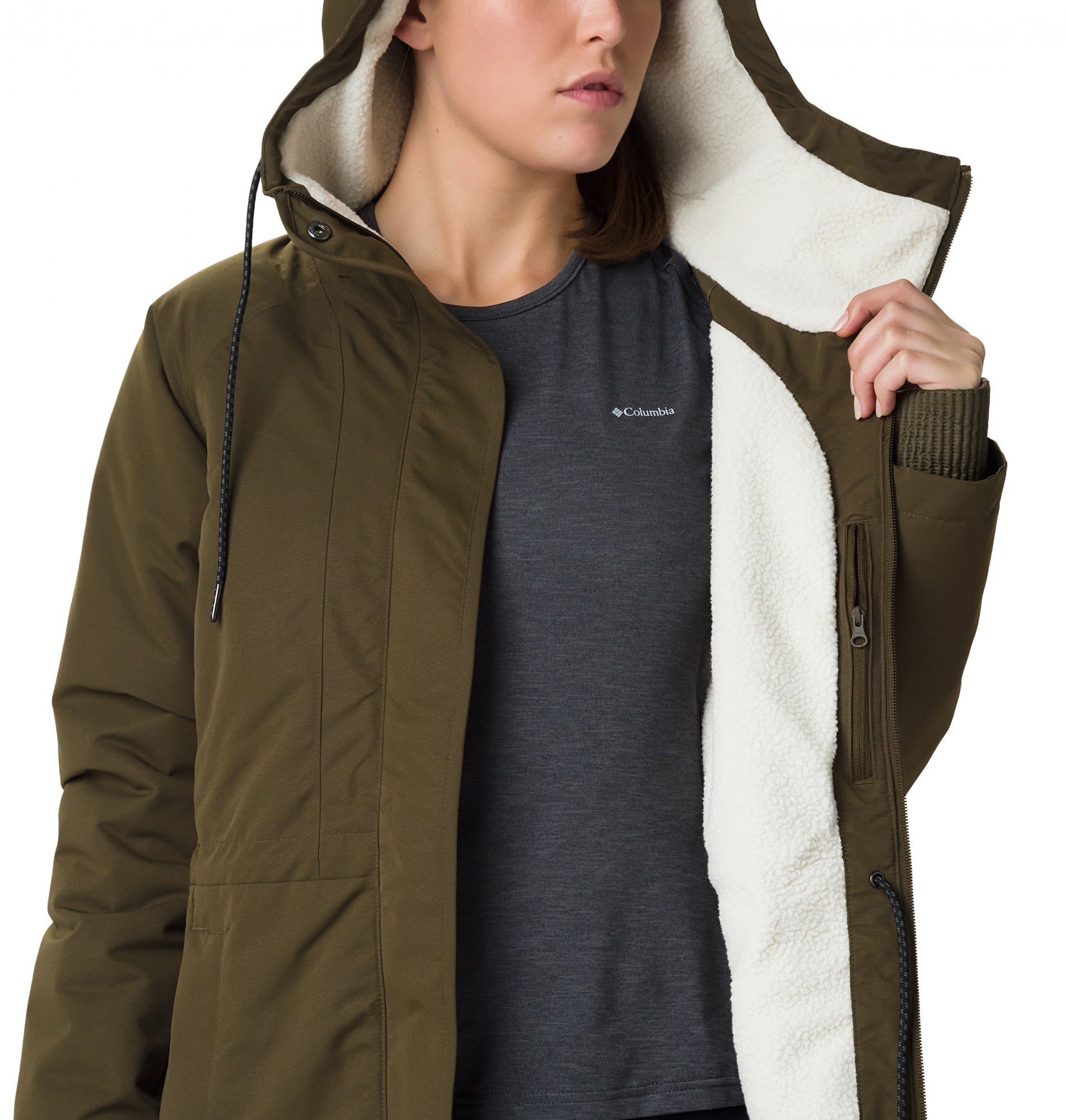 Columbia Anorak W Columbia South Sherpa Canyon Olive Jacket Damen Green Lined