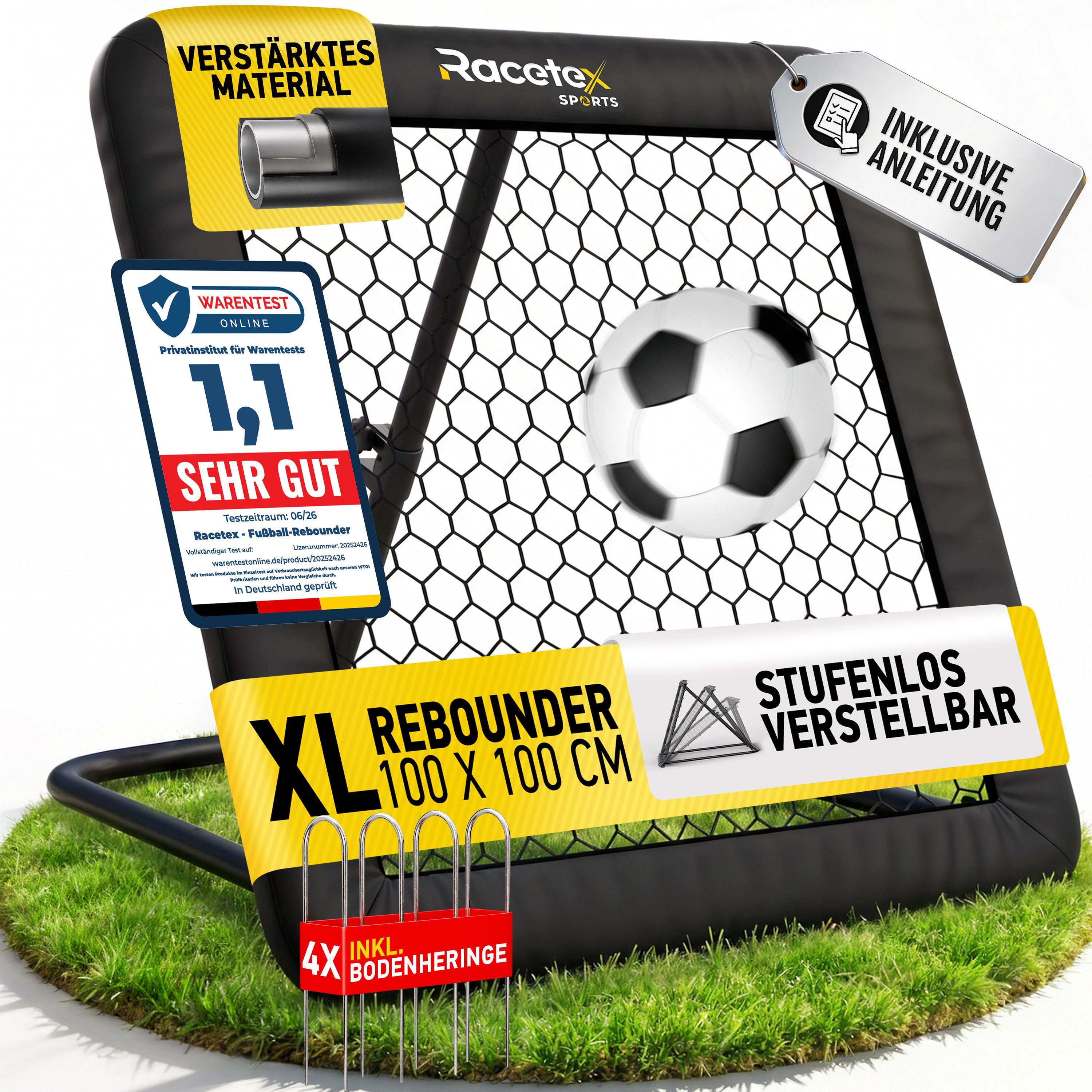 Racetex Rebounder Racetex Rebounder 100cm x 100cm mit Cover, ⚽ UNSERE EMPFEHLUNG ⚽