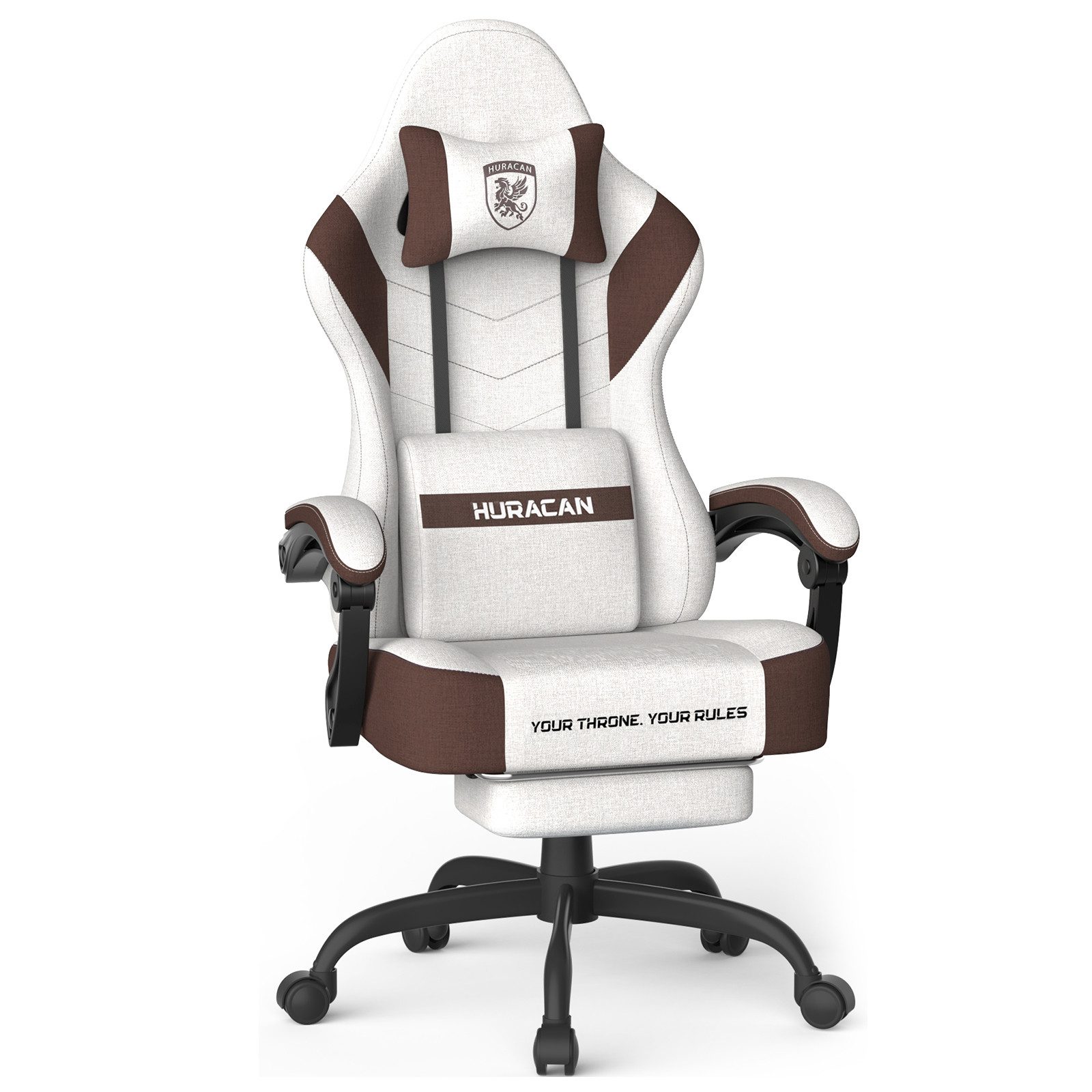 Huracan Gaming-Stuhl PC Stuhl,Gaming Sessel,mit Kopfstütze,Lumbarstütze,Fußstütze (Ergonomischer Gaming-Stuhl,90°–135° Neigung), 360° Drehbarer,ergonomisch Gamer Stuhl