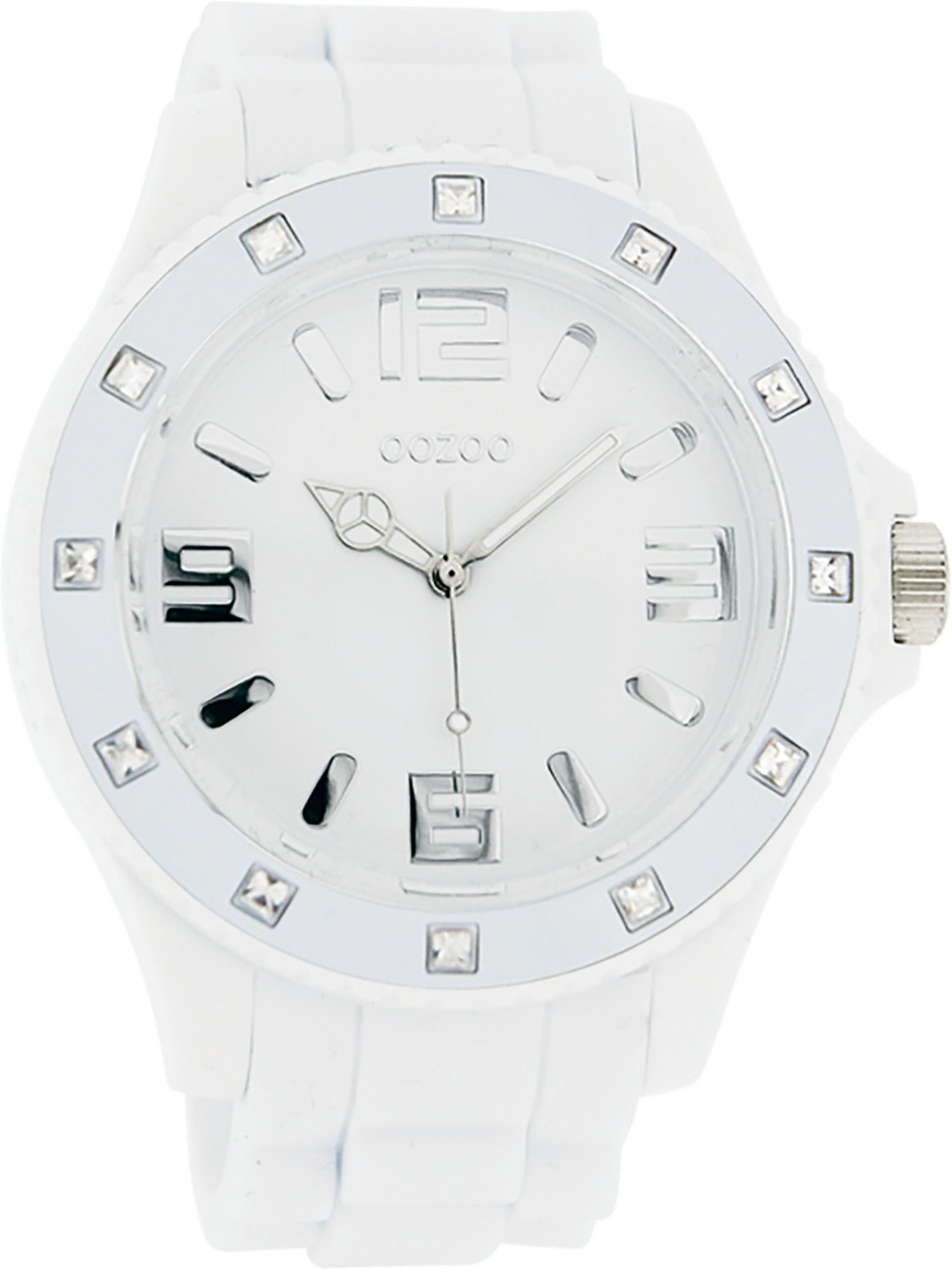 OOZOO Quarzuhr Oozoo Unisex Armbanduhr Vintage Series, (Analoguhr), Damen, Herrenuhr rund, extra groß (ca. 48mm) Silikonarmband weiß