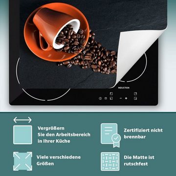 Decorwelt Herd-Abdeckplatte Herdabdeckplatte Kunststoff Aufrollbare Matte Küche Kaffee Schwarz, (60x52, 1 tlg), für alle Herdarten excl. Gasherde