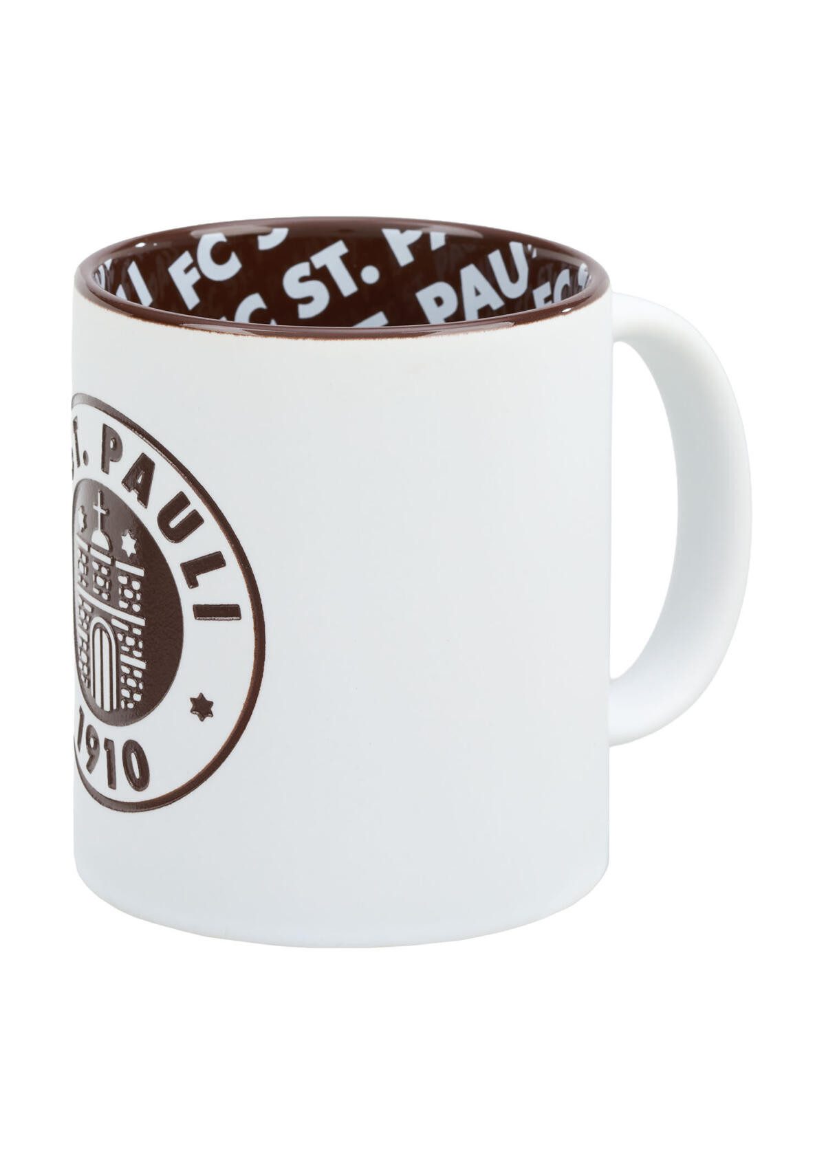 FC St. Pauli Becher FC St. Pauli - Kaffeebecher Logo sandgestrahlt - weiß, Keramik