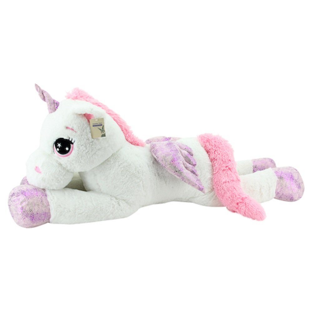 Sweety-Toys Kuscheltier Sweety Toys 8056 Plüscheinhorn 130cm weiß mit rosa Details