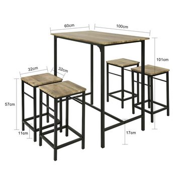 SoBuy Bartisch OGT11-XL, Bartisch Set 5-teilig Esstisch Bistrotisch mit 4 Stühlen Sitzgruppe