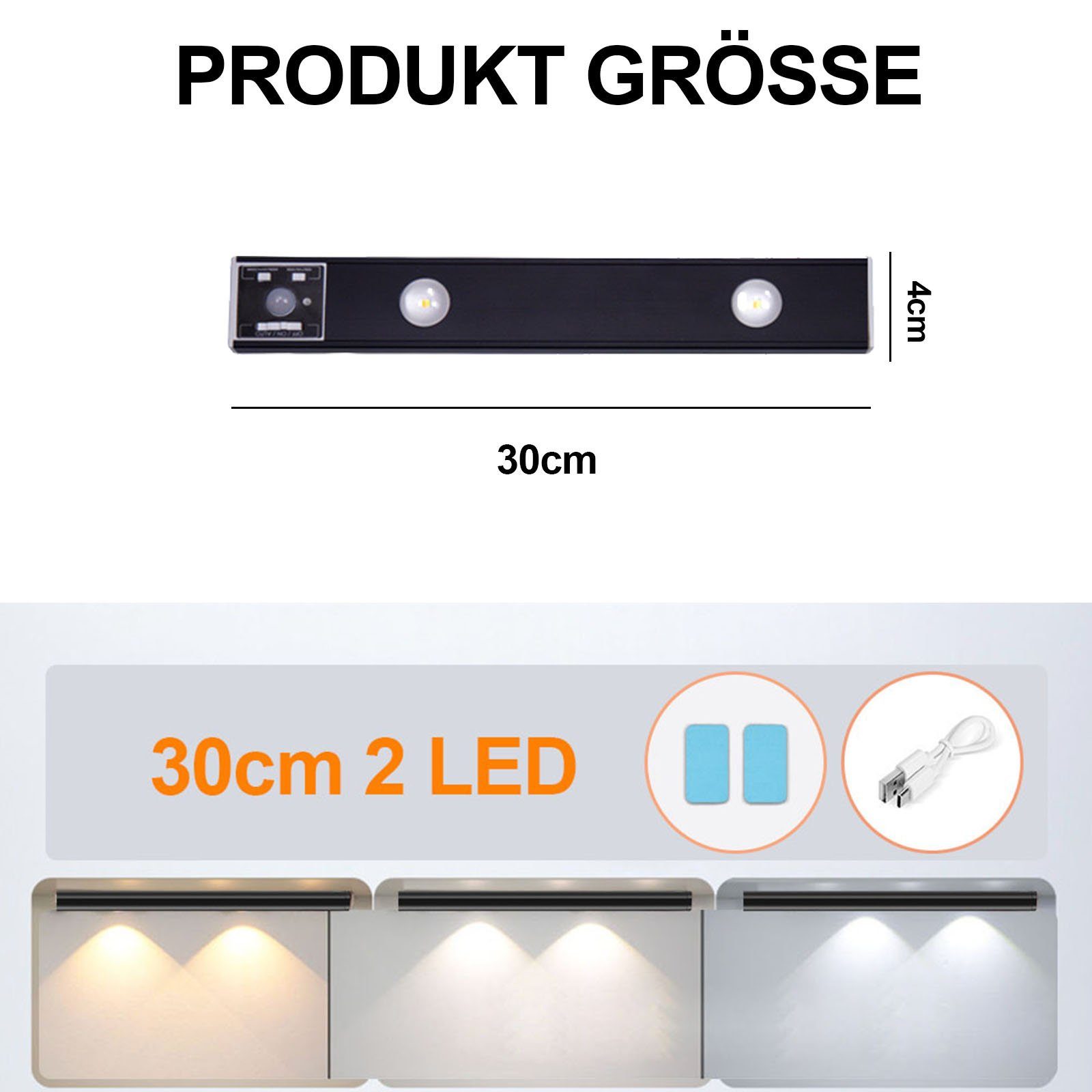 Lapalife LED Unterbauleuchte Dimmbar Schrankbeleuchtung mit Bewegungsmelder, 3 Farbtemperaturen, Magnetisch, Wiederaufladbar für Küche Schlafzimmer Kleiderschrank