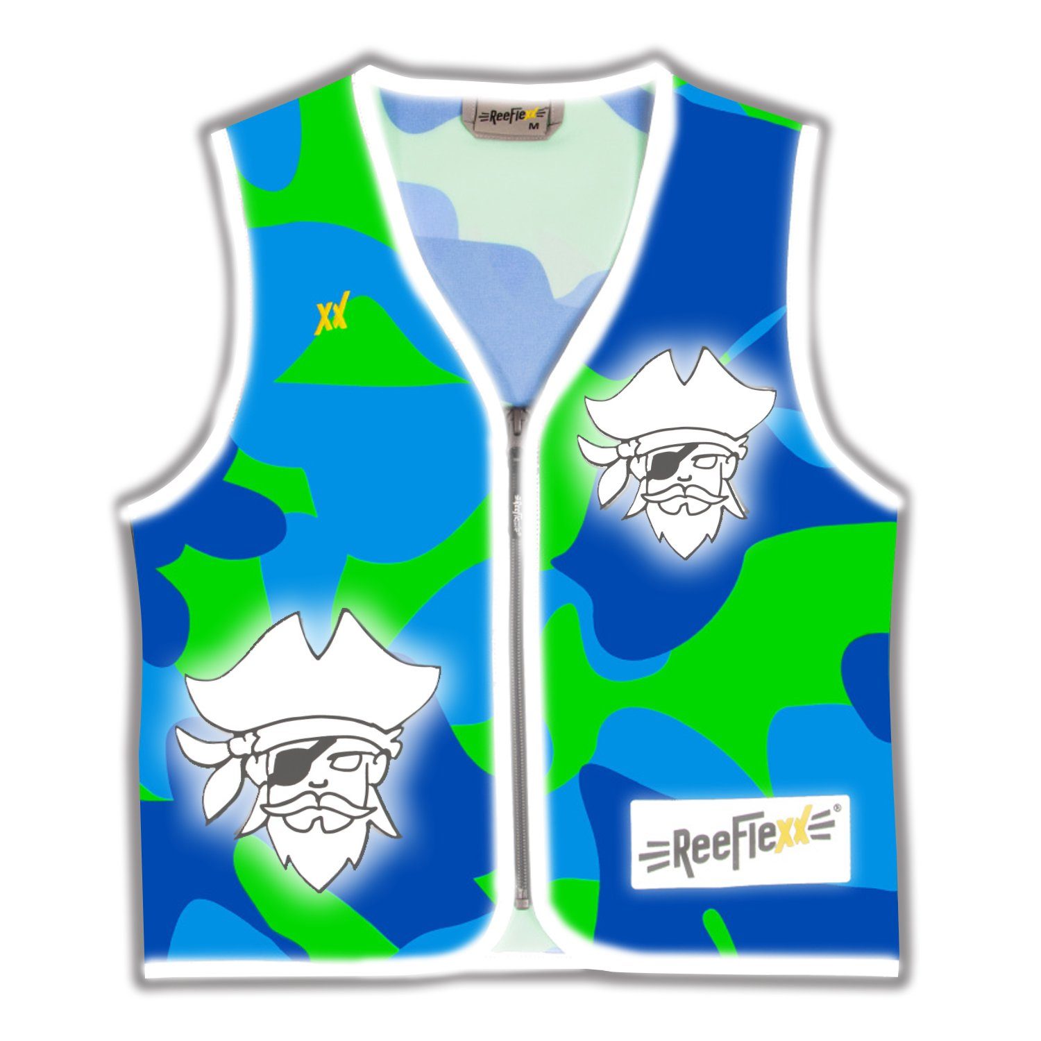 Pirate Blue Camou Kinderweste ReeFlexx Warnweste -