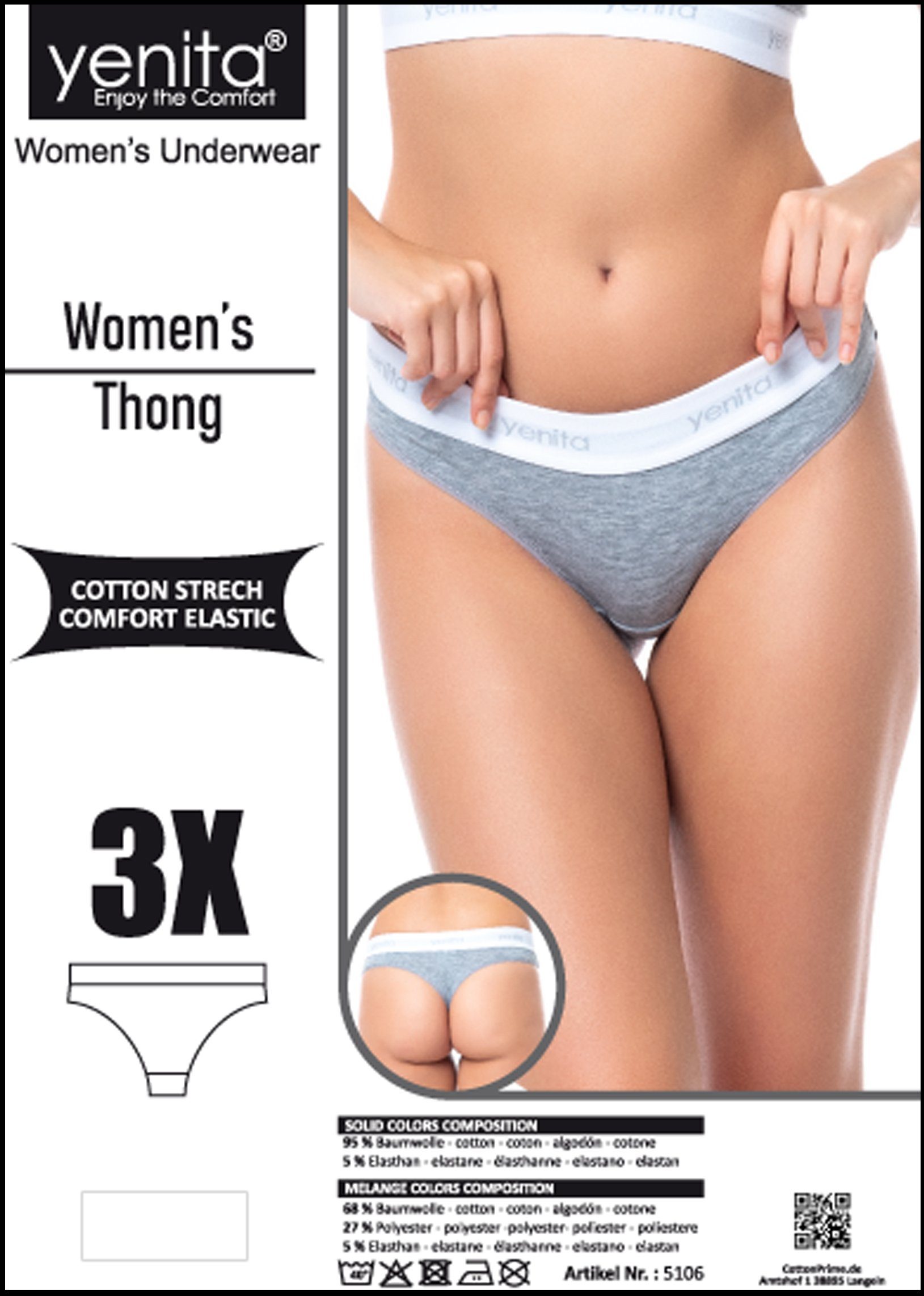 Yenita® String Modern-Sports-Collection (3-St) in angenehmer Baumwoll-Stretchqualität – Bild 5 von 5