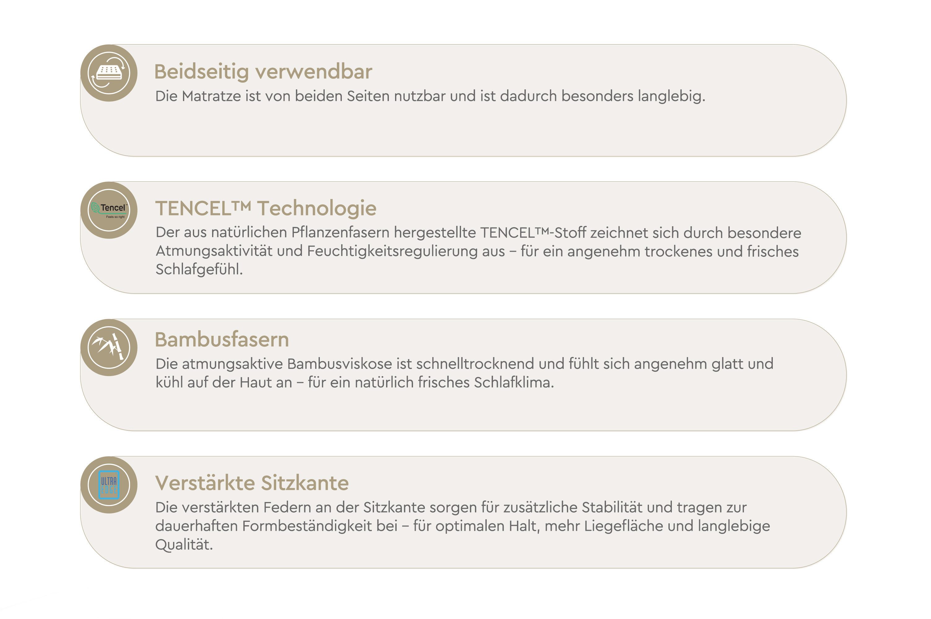 Taschenfederkernmatratze Majestät Premium Bambus, Yatas Bedding, 30 cm hoch, H2, wendbar, ergonomisch, atmungsaktiv, 90x200 und weitere Größen