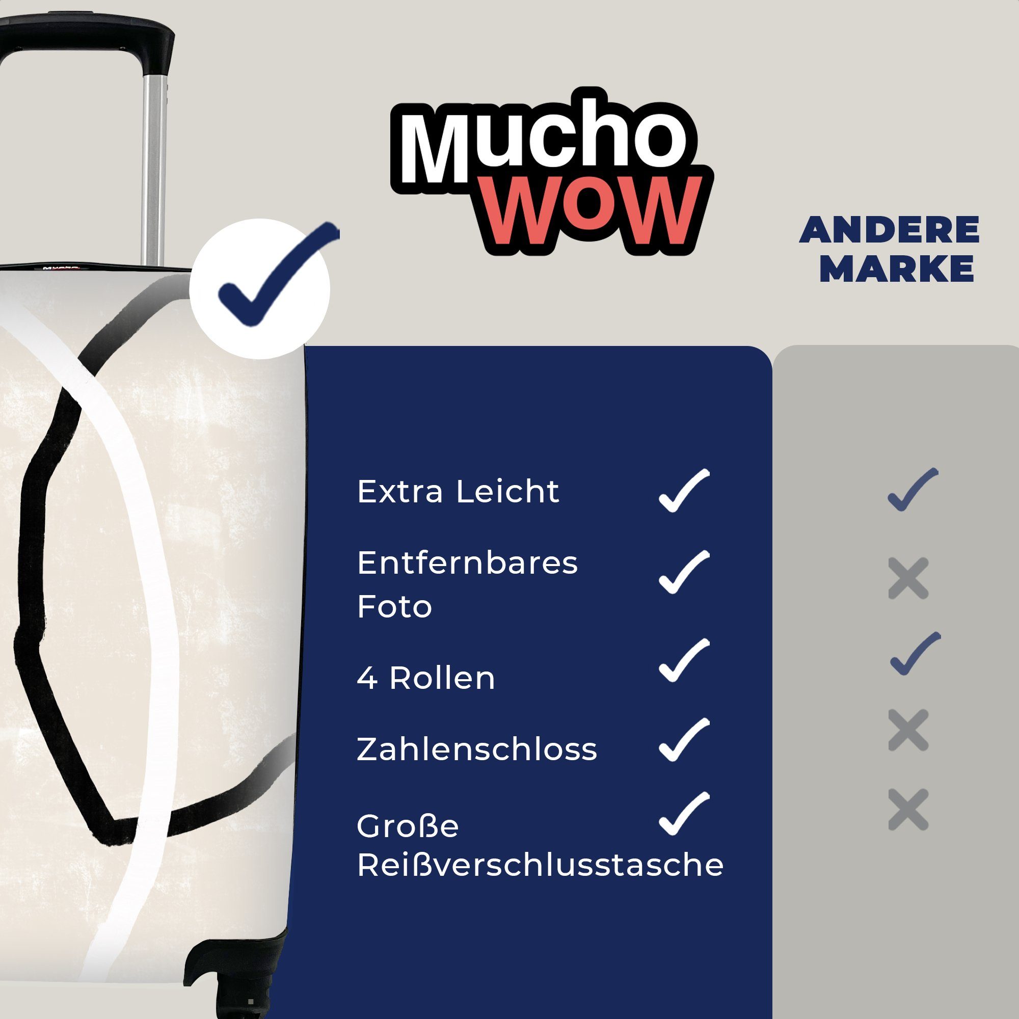 MuchoWow Handgepäckkoffer Design, Ferien, - mit Trolley, Reisetasche rollen, für Handgepäck - Reisekoffer 4 Rollen, Minimalismus Rosa