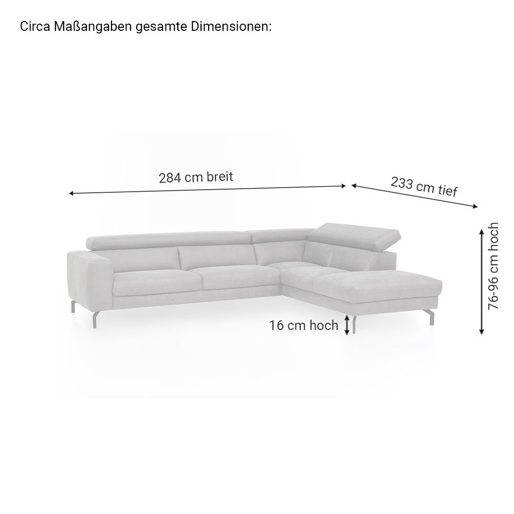 Sofa verstellbares grau Vintageoptik L-Form, Lomadox Kopfteil, CASSINO-155,