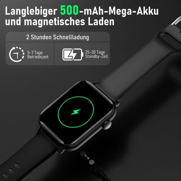 walkbee Smartwatch Fitness Tracker Uhr für Damen Herren mit Telefonfunktion Smartwatch (5 cm/1.96 Zoll Full-Touch Zoll) IP67 Wasserdicht Fitness Uhr,Frauengesundheit,Fitness Tracker mit Schrittzähler, Always-on-Screen-Funktion, Sportuhren mit Herzfrequenzmessung, Blutsauerstoffmessung,Sportarmband Kompatibel mit iOS und Android.