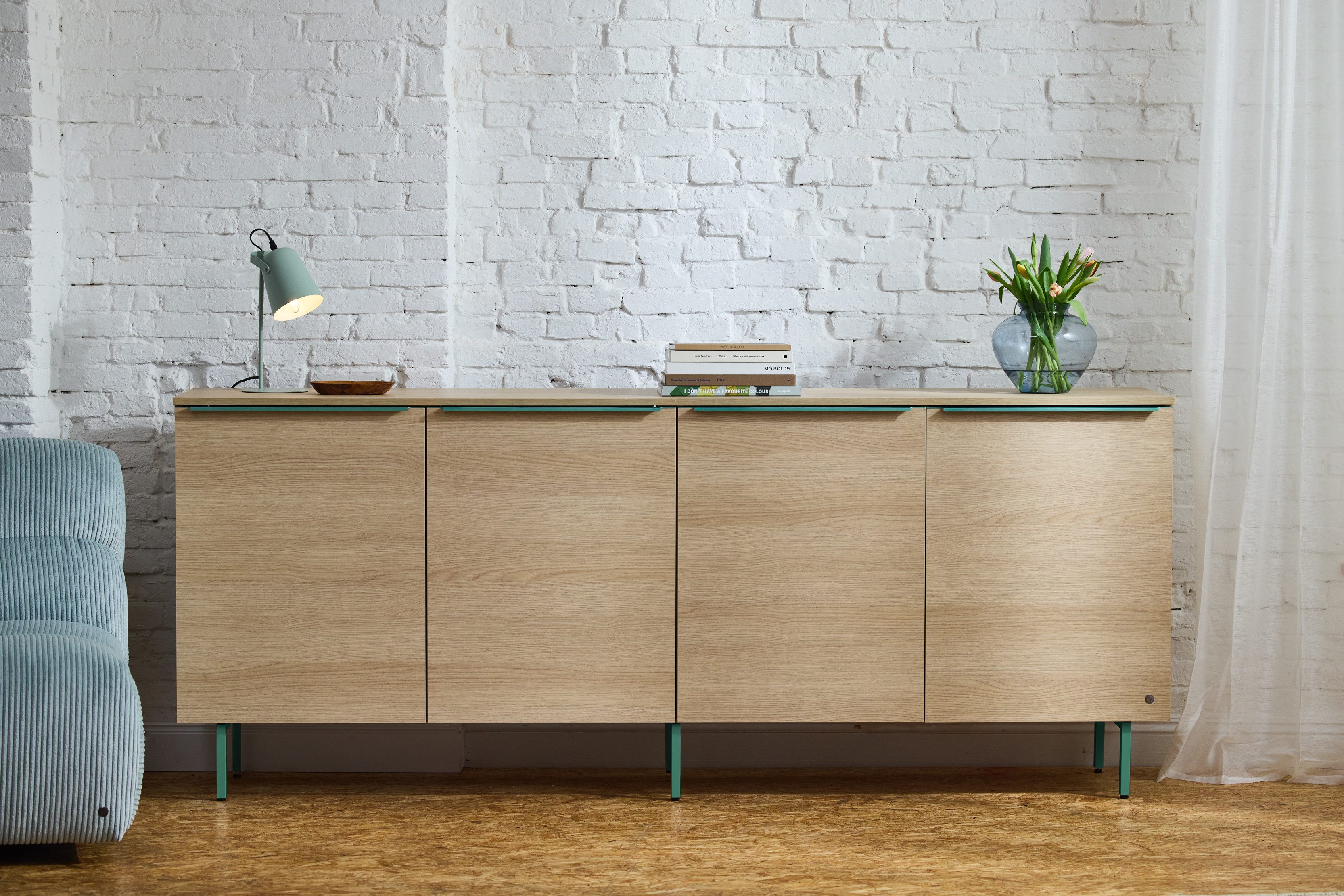 TOM TAILOR HOME Sideboard COLOR PUZZLE Low Cabinet 02, 2 Türen, farbige Griffe & Füße (opt), Breite 1100 mm – Stauraum mit besonderem Farbkick