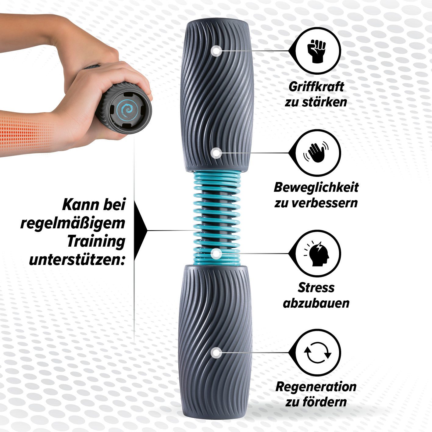 Reflexit Handmuskeltrainer Reflexit Handgelenk- & Unterarmtrainer, anpassbare Trainingsintensität (1-St), 3 Federn, verbesserte Beweglichkeit, Griffkraft stärken, Stressabbau