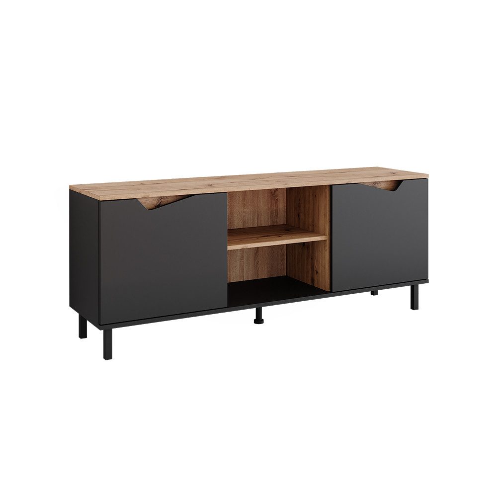 Vicco Lowboard Marelle, Anthrazit/Artisan/Artisan, 150 x 60 cm mit 2 Türen (1 St)