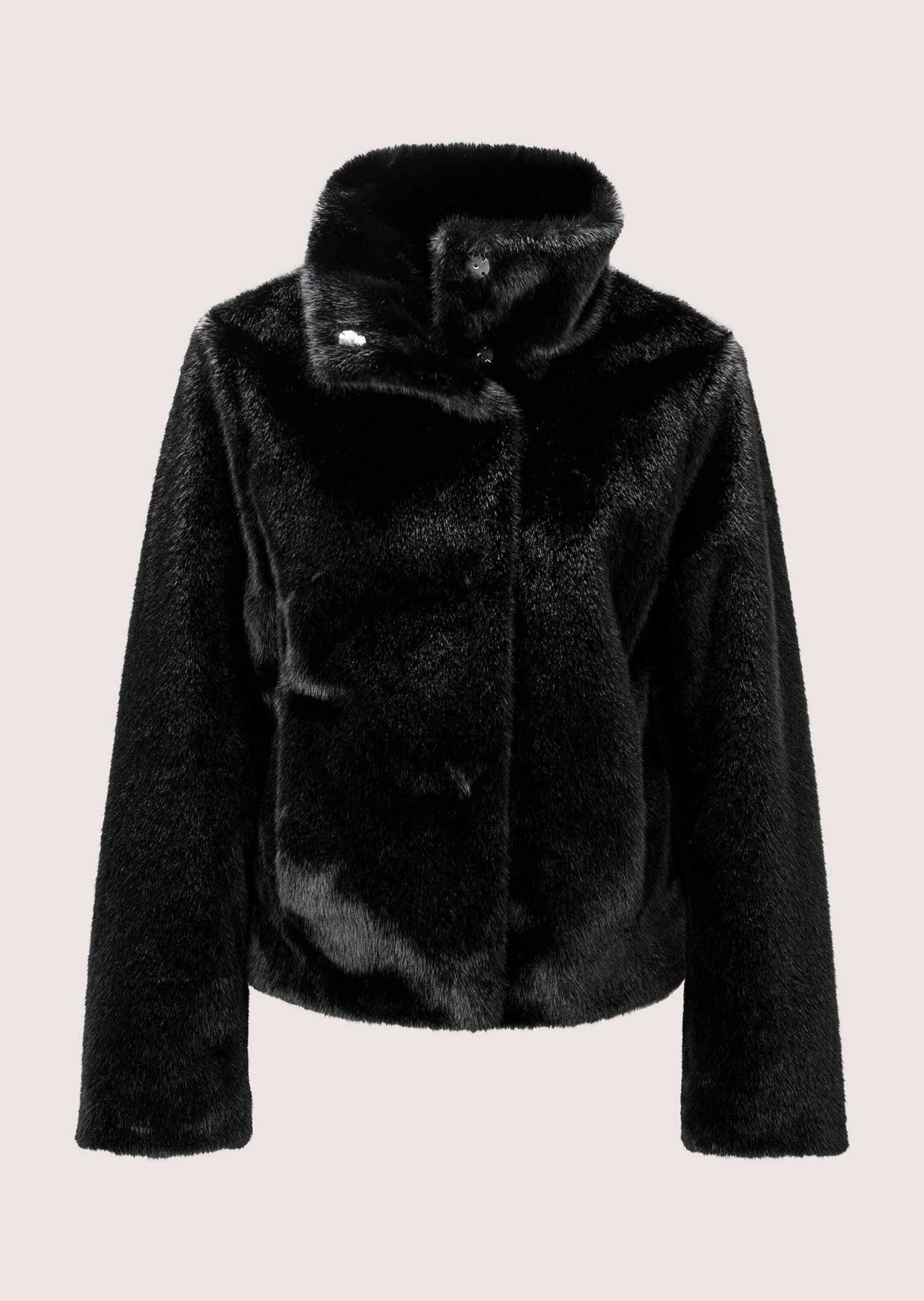 MADELEINE Outdoorjacke Webpelz-Kurzjacke mit Stehkragen Webpelzjacke mit verdeckten Druckknöpfen, Langarm, leicht gefüttert – Bild 5 von 5
