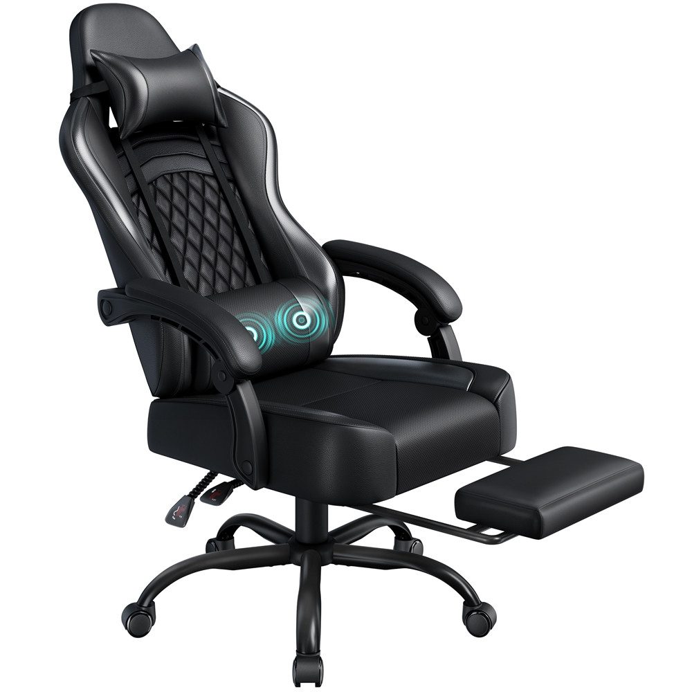 Yaheetech Gaming-Stuhl mit Massagefunktion & Kopfstütze & Fußstütze Ergonom günstig online kaufen