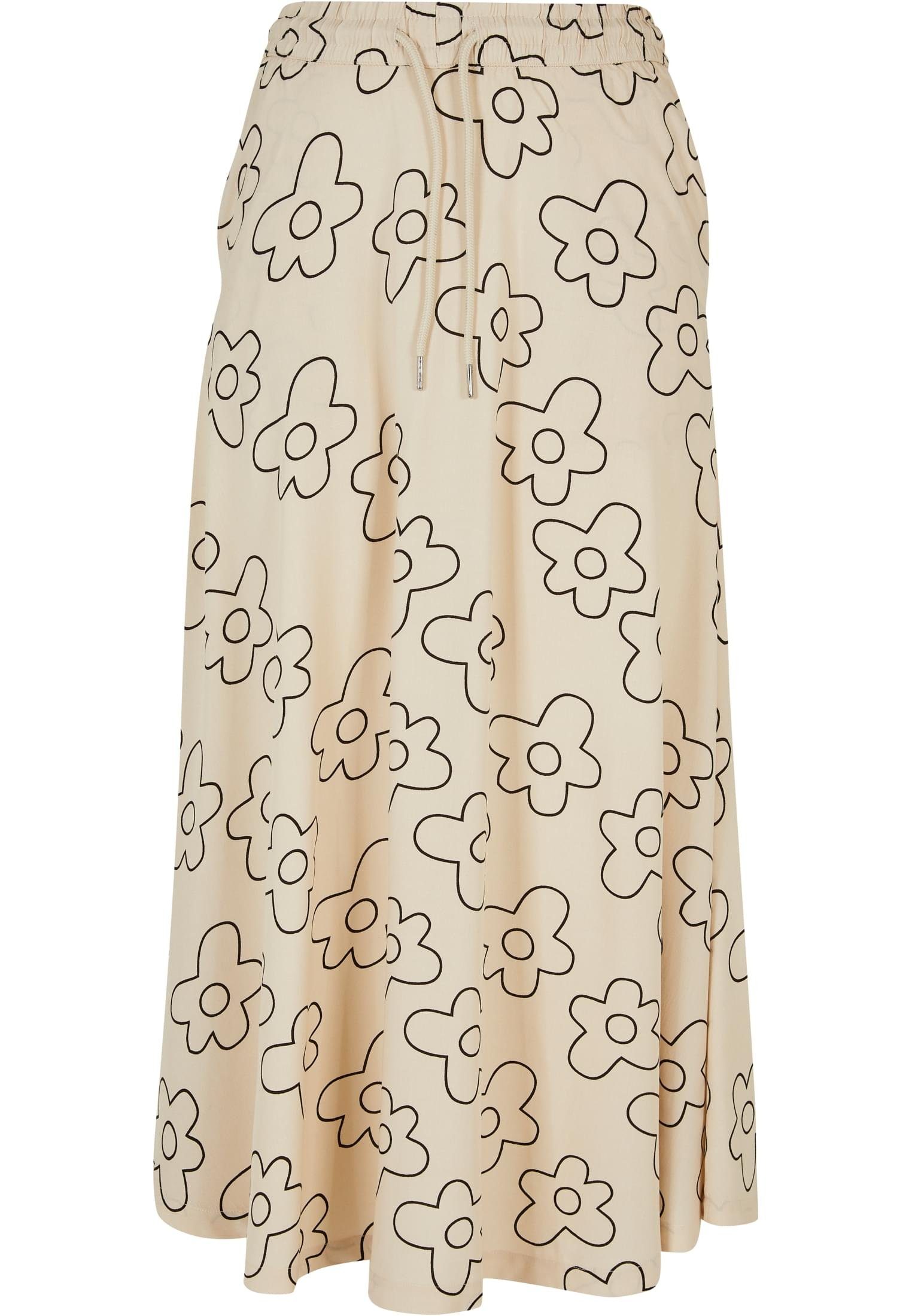 URBAN CLASSICS Jerseyrock Damen Ladies Viscose softseagrassflower Midi Skirt (1-tlg)