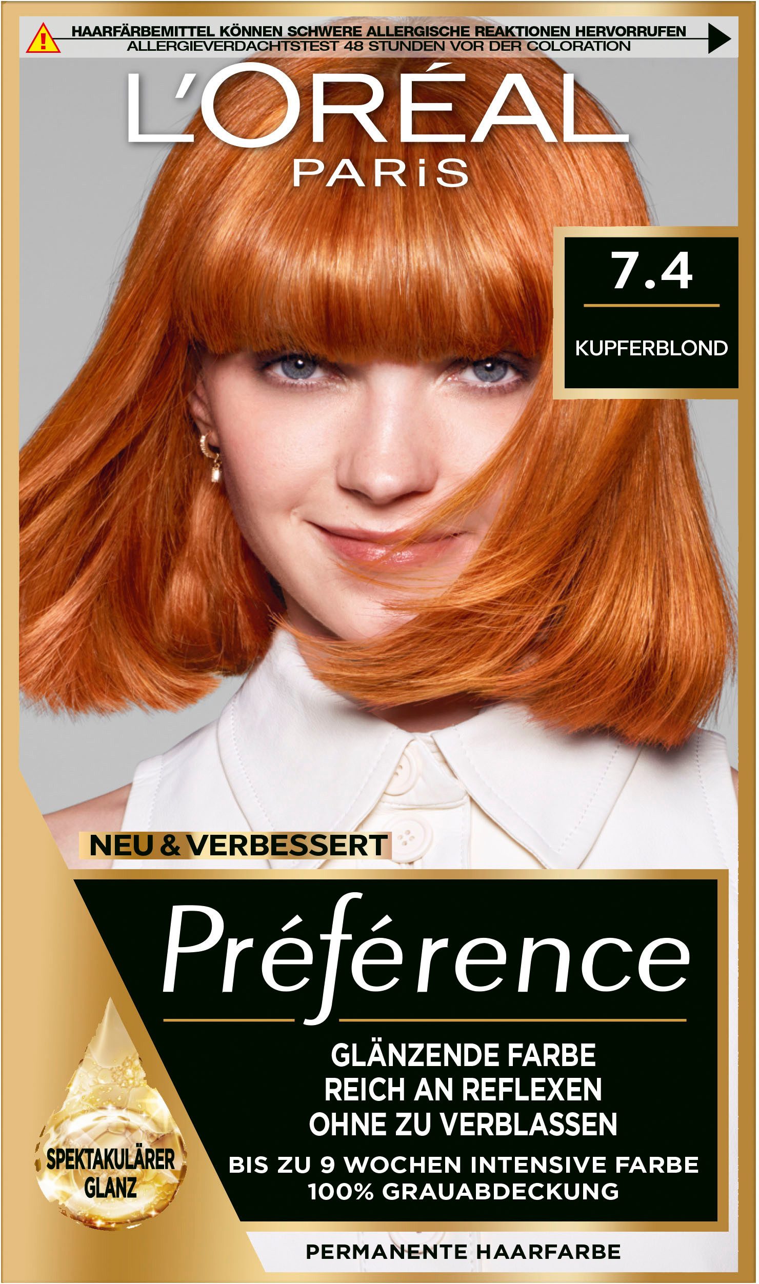 L'ORÉAL PARIS Coloration L'Oréal Paris Permanente Haarfarbe, Kupferblond, Packung, 3-tlg.