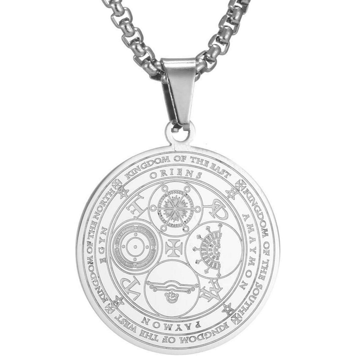 Kette mit Anhänger Halskette Herren Erzengel Siegel Medaille Talisman Edelstahl Amulett