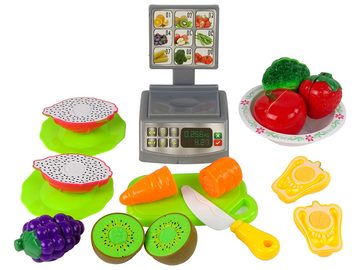 LEAN Toys Kinder-Küchenset Korb Obst Gemüse Schneiden Marktgewicht Waage Spielzeug Lebensmittel