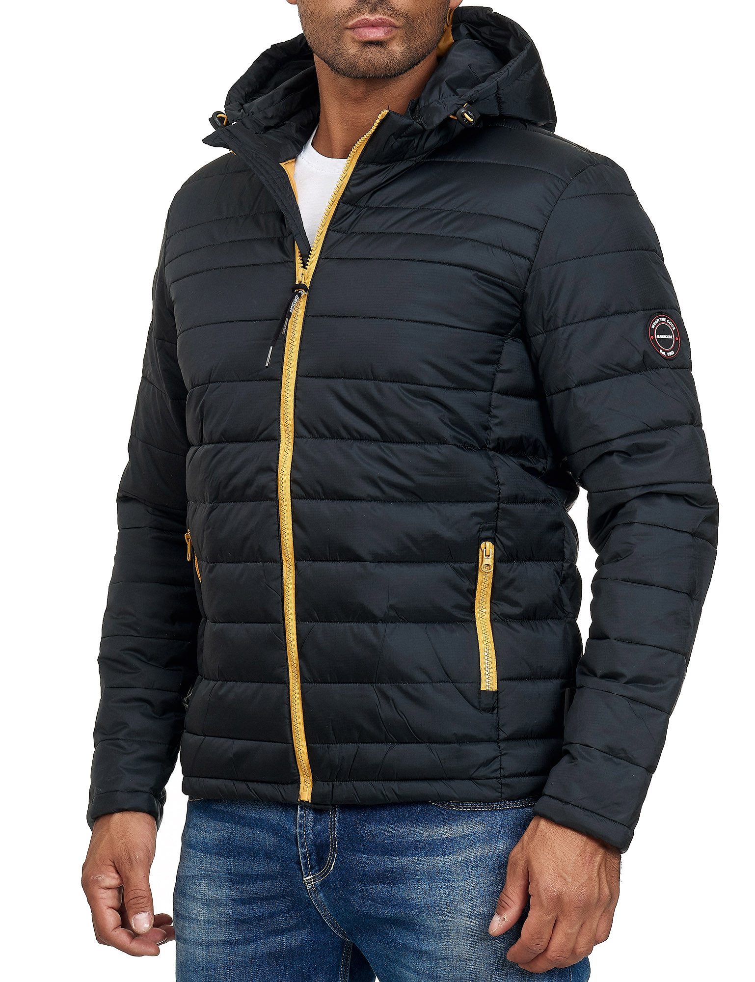 Indicode Allwetterjacke Übergangsjacke Herren - Lascelles - Abtrennbare Kapuze und Tunnelzug Jacke im Steppjacken Look - Windsicher - Ideal für Frühling und Herbst