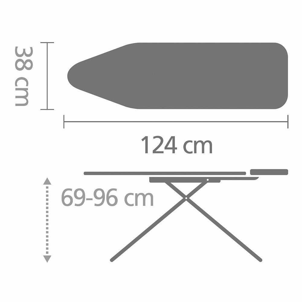 Brabantia Bügelbrett Bügeltisch B, 124 x 38 cm, Dst-Mulde Solide, Bügelfläche 124x38 cm, Fairtrade-zertifiziert – Bild 5 von 5