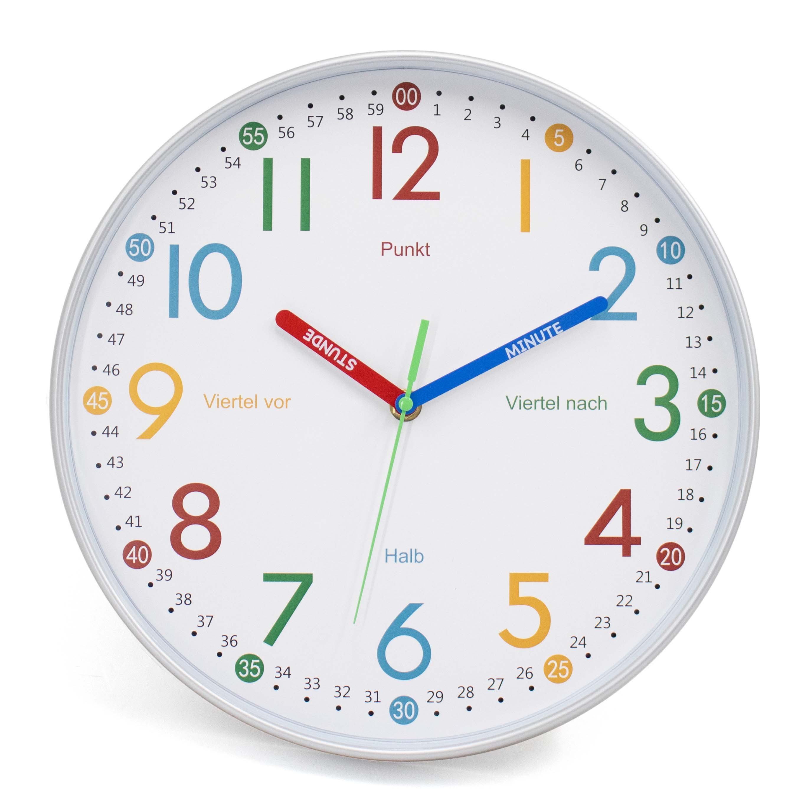 K&L Wall Art Wanduhr Holzoptik lautlose Kinder Wanduhr ohne tickgeräusche ( günstig online kaufen