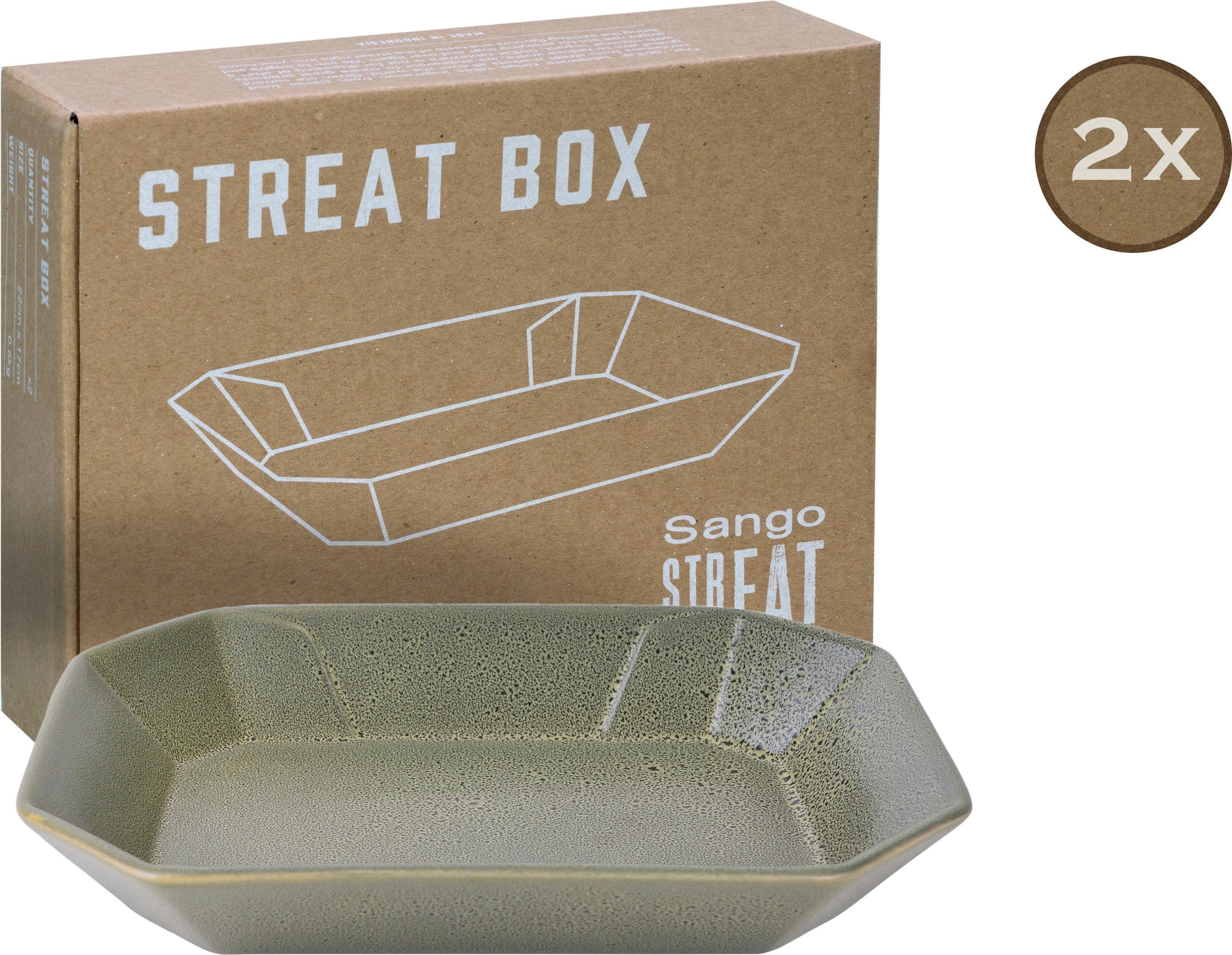 CreaTable Servierschale Box, Steinzeug, (Set, 2-tlg), Snackschale, Topaktueller „Street Food“ Trend