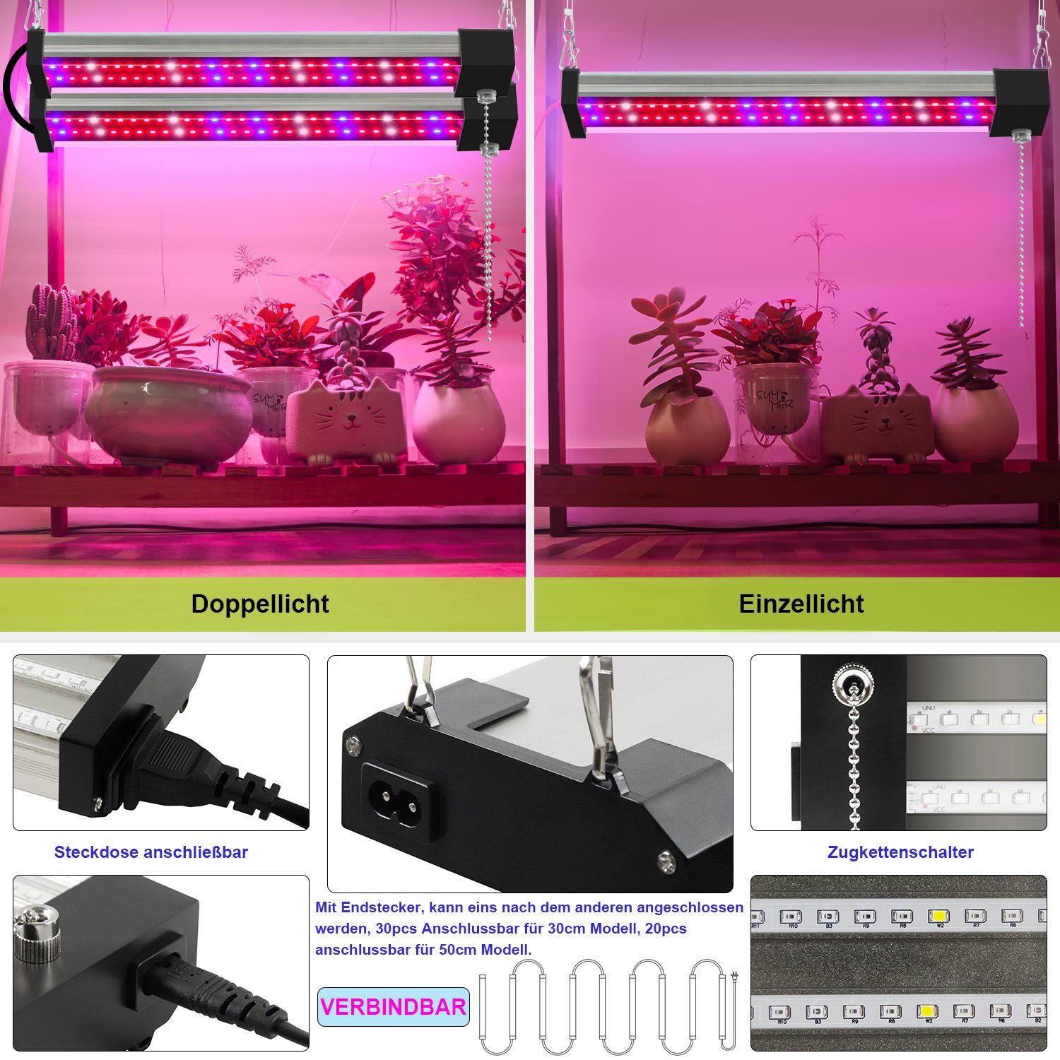 Merry 2024 Pflanzenlampe Pflanzenleuchte LED Grow Lampe,Vollspektrum Pflanzenlicht, Big 50cm 192LEDs