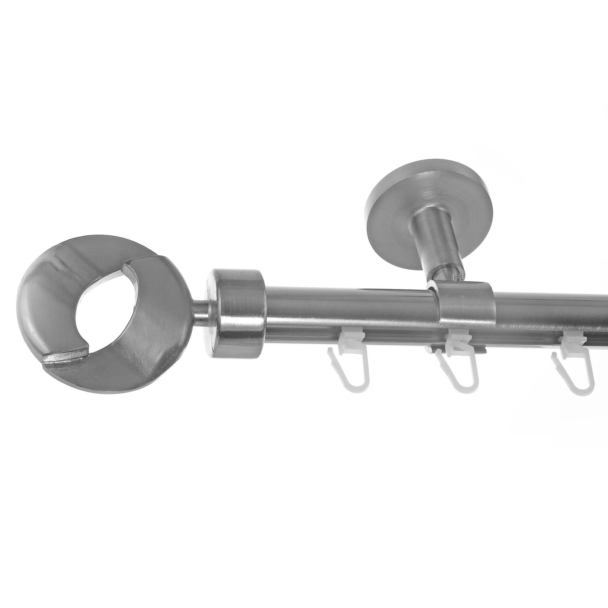BASIT Gardinenstange Innenlauf Edelstahloptik 20mm mit Deckenträgern 600 cm E83, Ø 20 mm, 1-läufig, verschraubt, Aluminium, D30 600 cm E83 Ring
