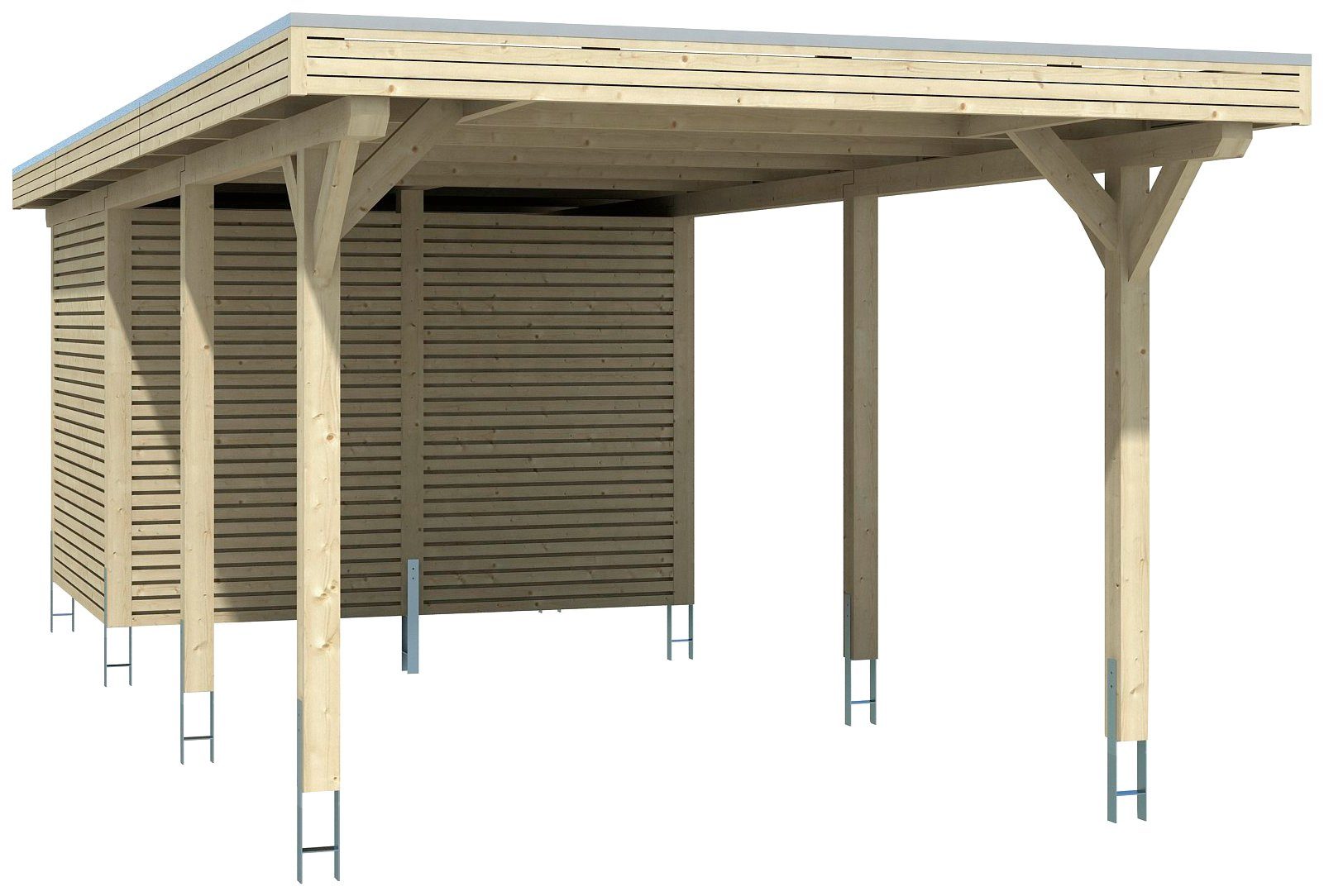 Skanholz Einzelcarport Spessart, BxT: 355x846 cm, 220 cm Einfahrtshöhe,  Massive Konstruktion aus hochwertigem Leimholz (BSH-Fichte)