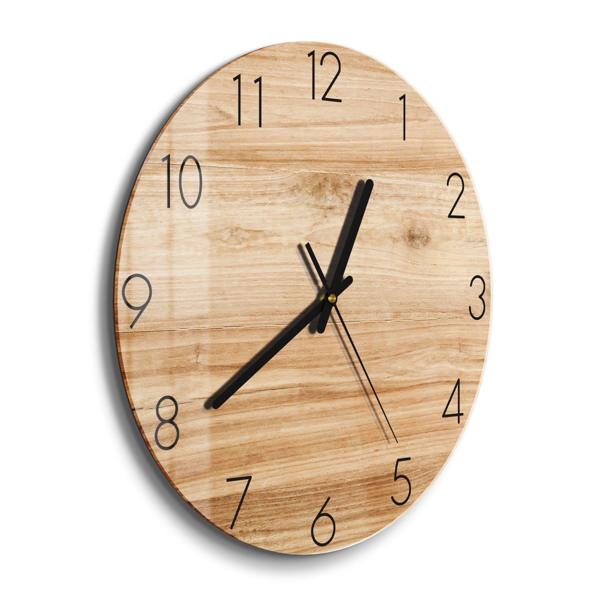 DEQORI Wanduhr 'Holzstruktur detailliert' (Glas Glasuhr günstig online kaufen