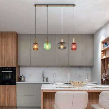 Globo Hängeleuchte Hängeleuchte Hängelampe Pendelleuchte Wohnzimmer Glas 4 Flammig, bunt, retro, modern, ohne Leuchtmittel, Lichtfarbe ist abhängig vom Leuchtmittel, Pendellampe, Schlafzimmer, Esszimmer, Küche, Flur