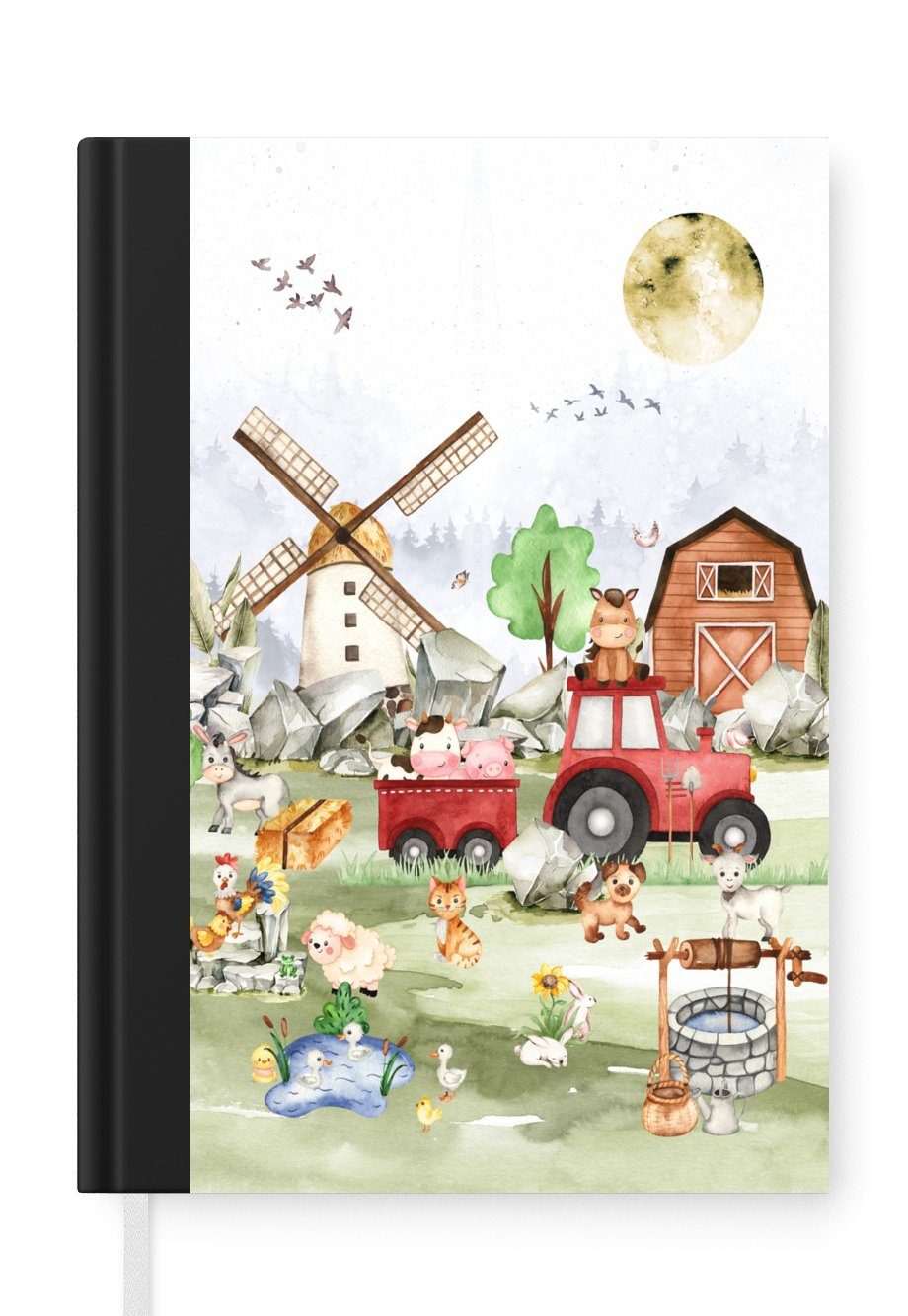 MuchoWow Notizbuch Bauernhof - Traktor - Kinder - Tiere, Journal, Merkzettel, Tagebuch, Notizheft, A5, 98 Seiten, Haushaltsbuch