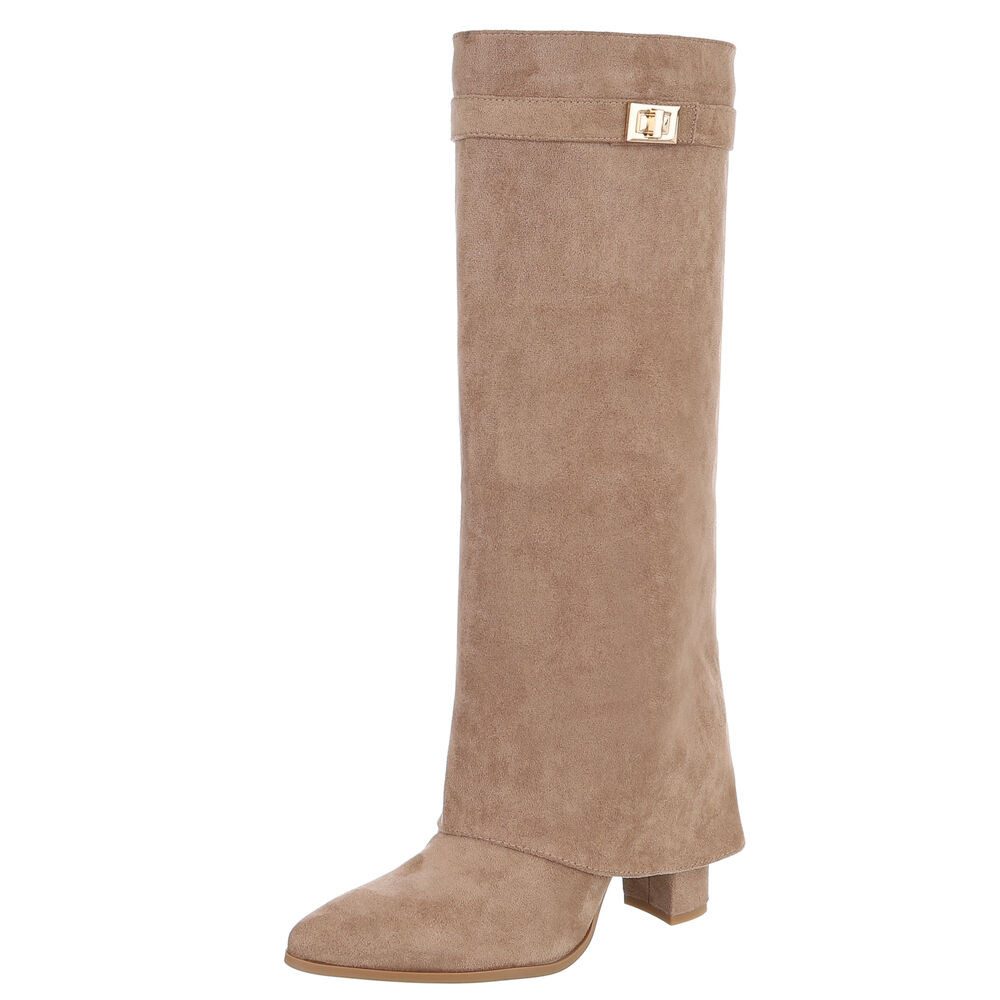 Ital-Design Elegante kniehohe Stiefelette mit Blockabsatz für Damen High-He günstig online kaufen