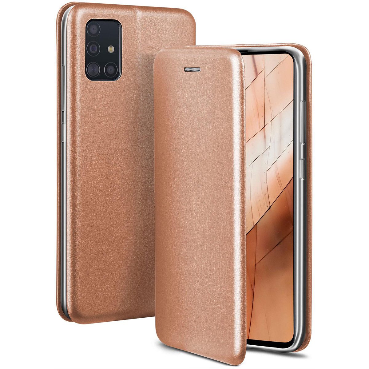Handyhülle für Samsung Galaxy A51 Premium Hülle Business Cover Rosa