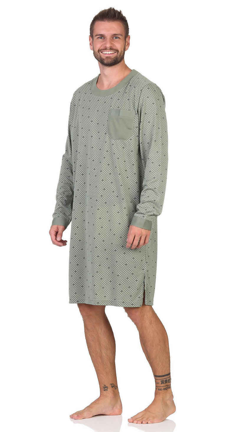 EloModa Nachthemd Herren Nachthemd mit langen Ärmeln und Rundhals, Gr. M L XL 2XL (1-tlg)