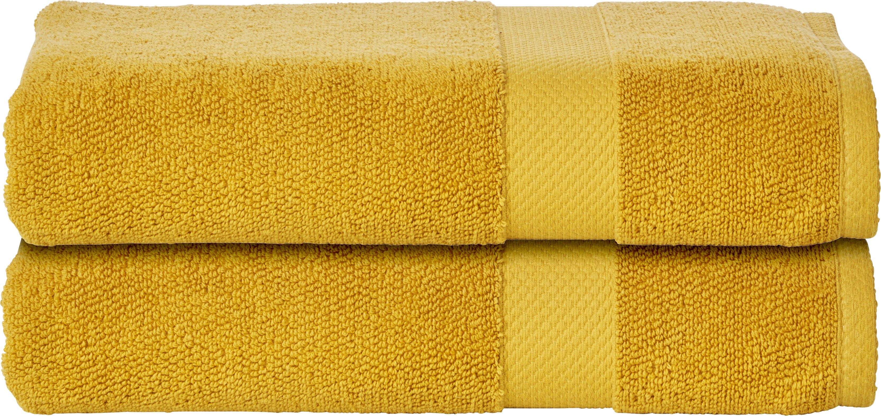 Badetücher Farben, Zwirnfrottee goldfarben Hotelqualität Deluxe, (2-St), 2-tlg., Uni hochwertigem aus done.® Zwirnfrottier