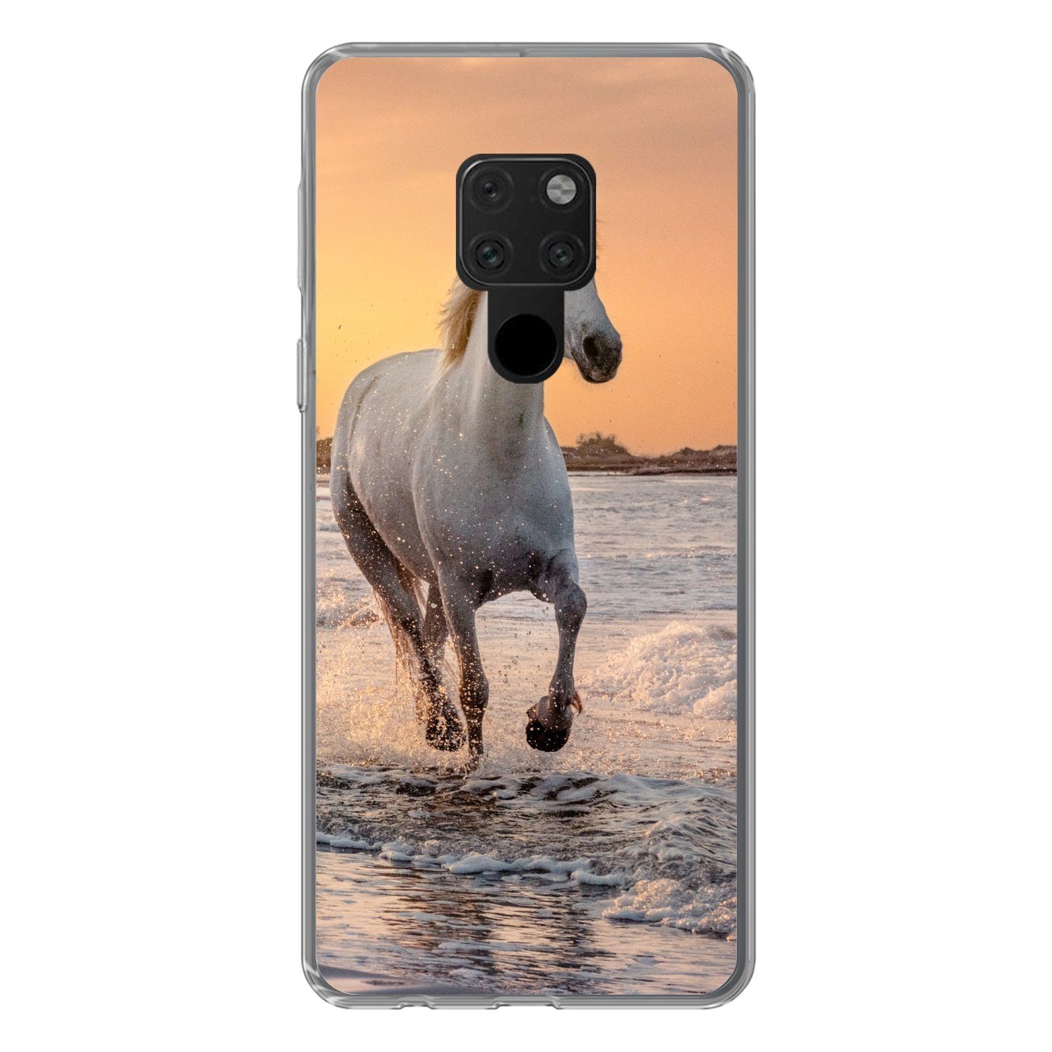 MuchoWow Handyhülle für Huawei P40 Lite Pferde - Sonne - Meer - Strand - Tiere, Handy Case, Silikon, Bumper Case Dünn