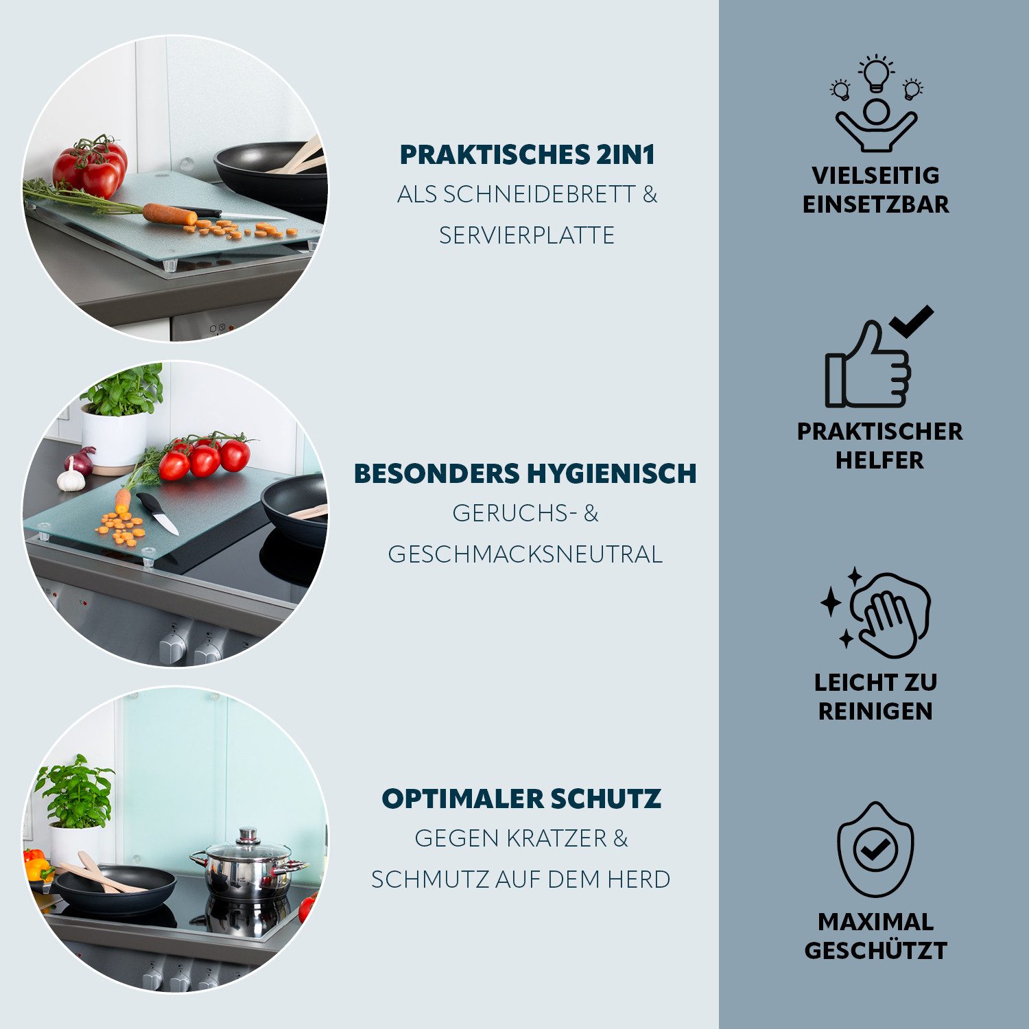 bremermann Herd-Abdeckplatte Herdabdeckplatte // 2er Set // Sicherheitsglas // ca. 30 x 3 x 52 cm