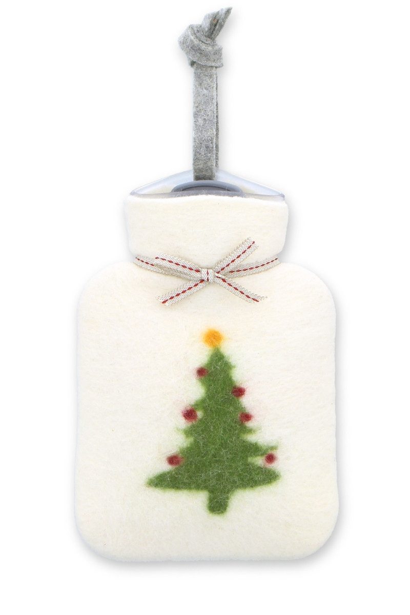 Dorothee Lehnen Wärmflasche Mini-Wärmflasche - WEIHNACHTSBAUM - wollweiß