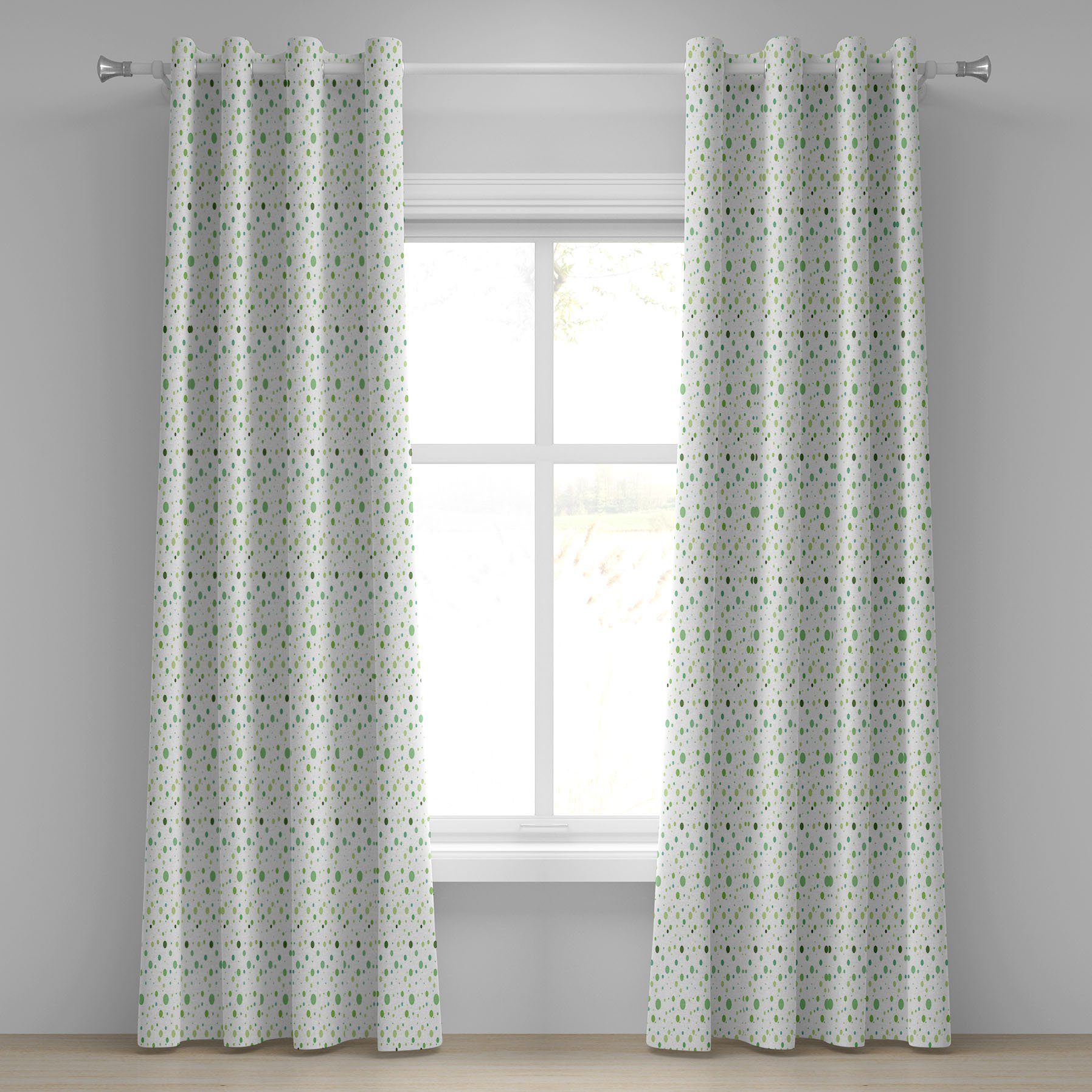Gardine Dekorative 2-Panel-Fenstervorhänge für Schlafzimmer Wohnzimmer, Abakuhaus, Jahrgang Grün getönten Tupfen