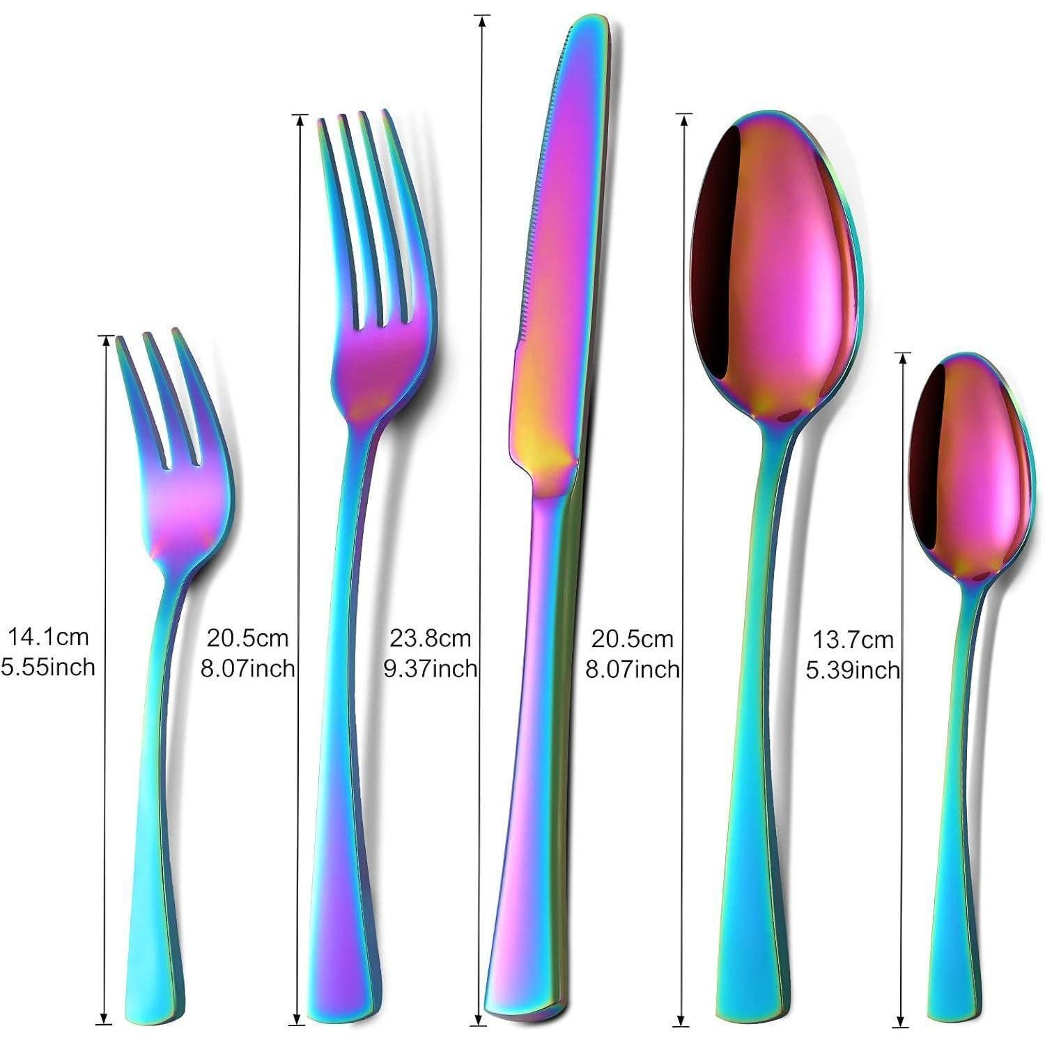 LuxusKollektion Besteck-Set Besteckset Edelstahl Regenbogen 6er Messer 30 Teilig-bunte 30 teilig – Bild 2 von 5
