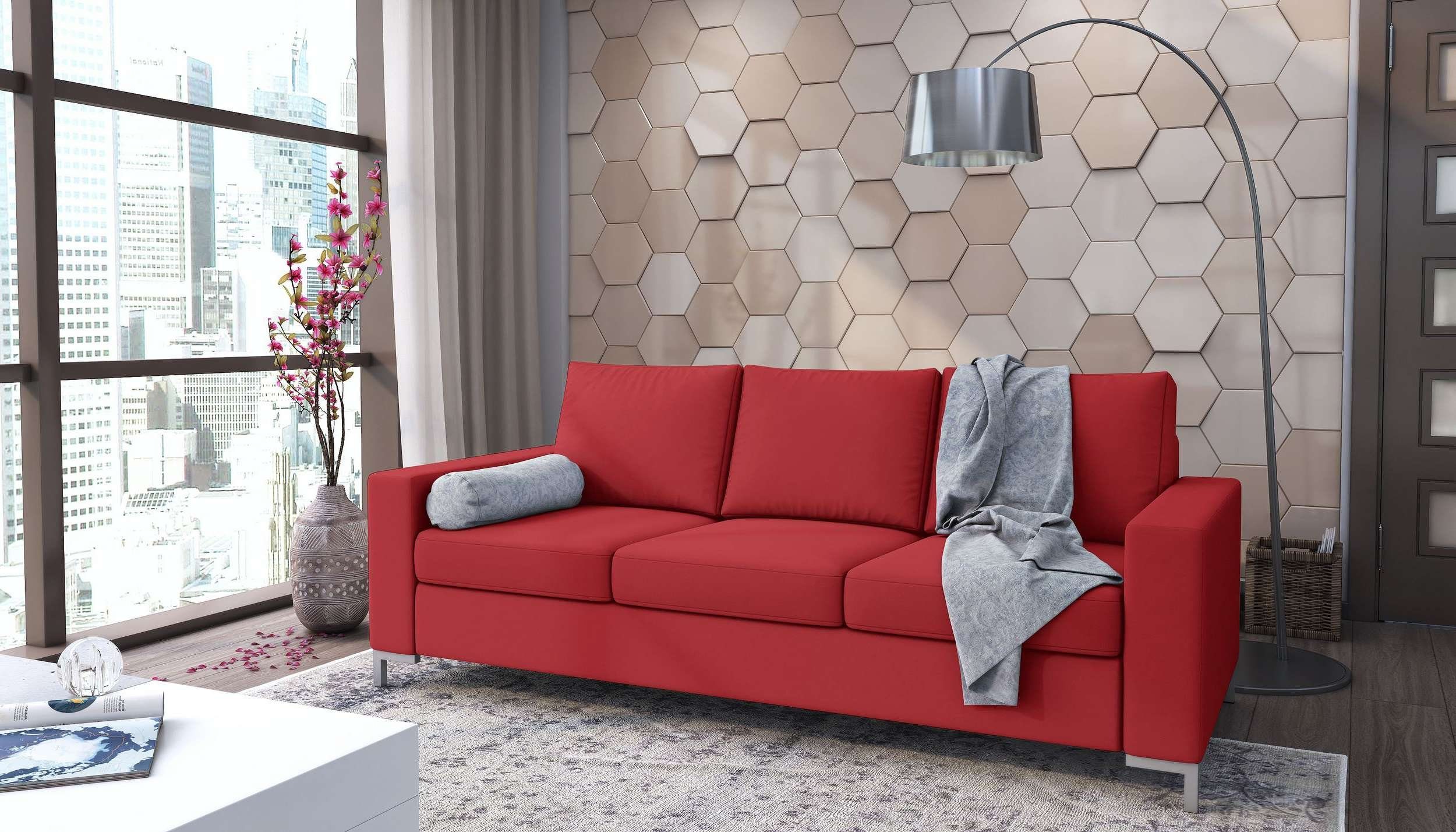 Stylefy Sitzkomfort, 3-Sitzer 3-Sitzer, Armlehnen Rückenlehne, made und im Sofa, frei Modern Europa stellbar, Design, mit Ari, Raum in