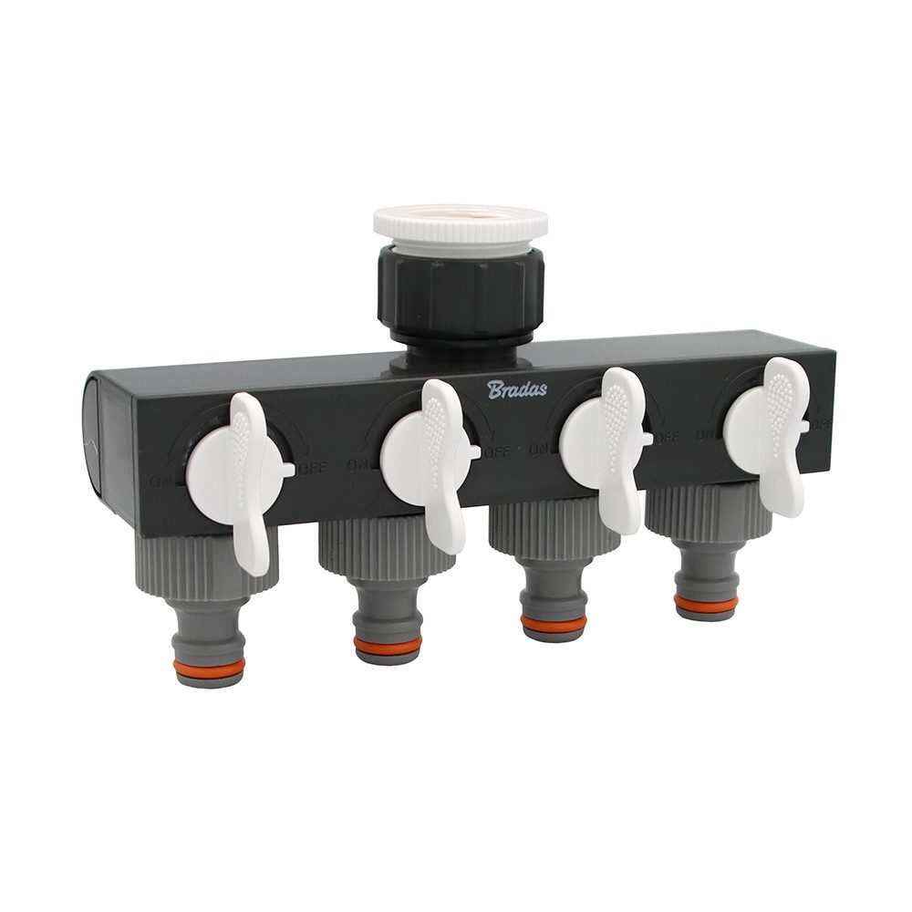 Schlauchadapter 4-Wege-Verteiler mit Ventilen Bradas WHITE LINE