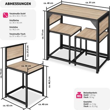 tectake Sitzgruppe Milton, (Set, 3-tlg), Esstisch-Set